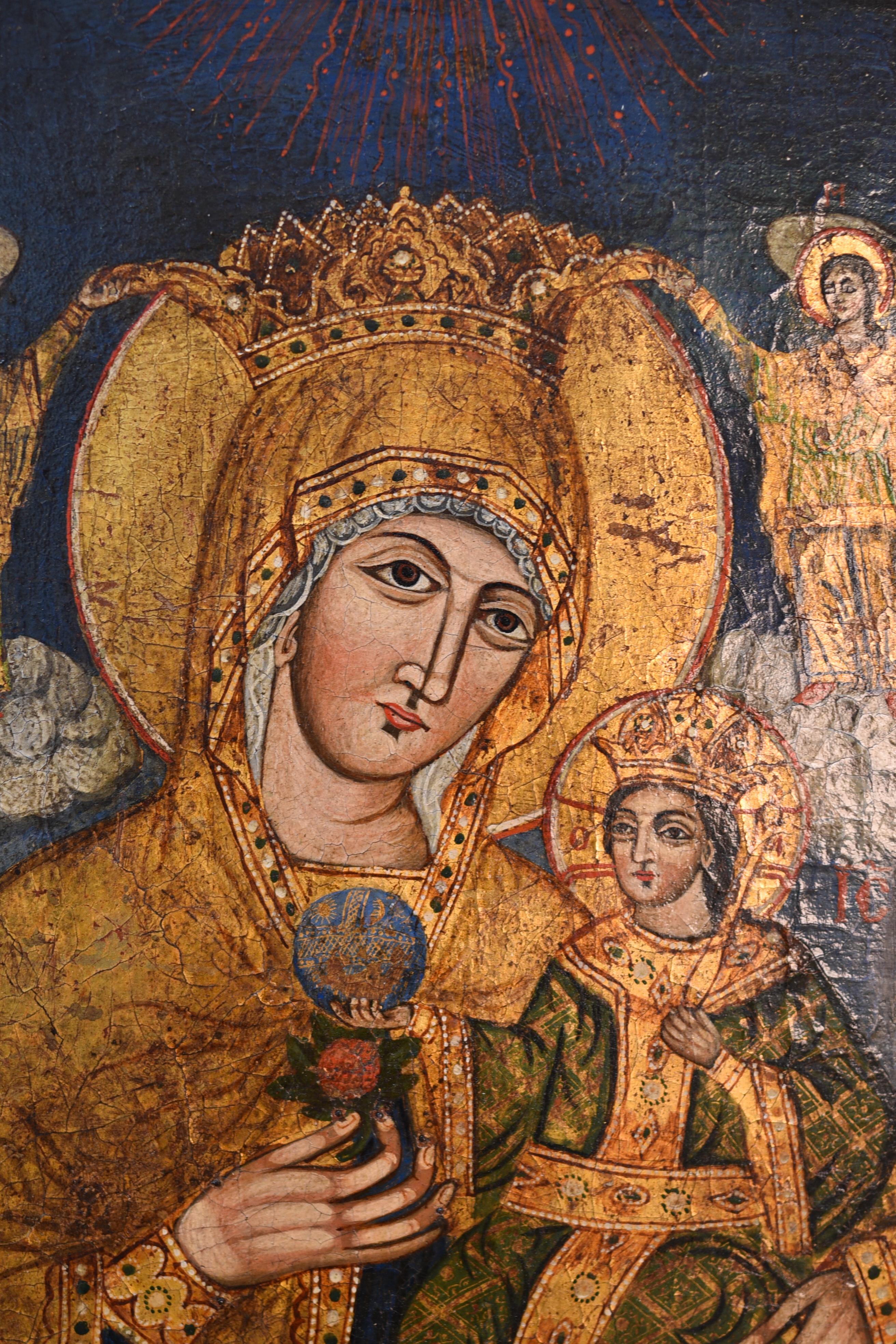 Greek orthodox icon (1800) painted on wooden pannel In Good Condition For Sale In Oostende, BE