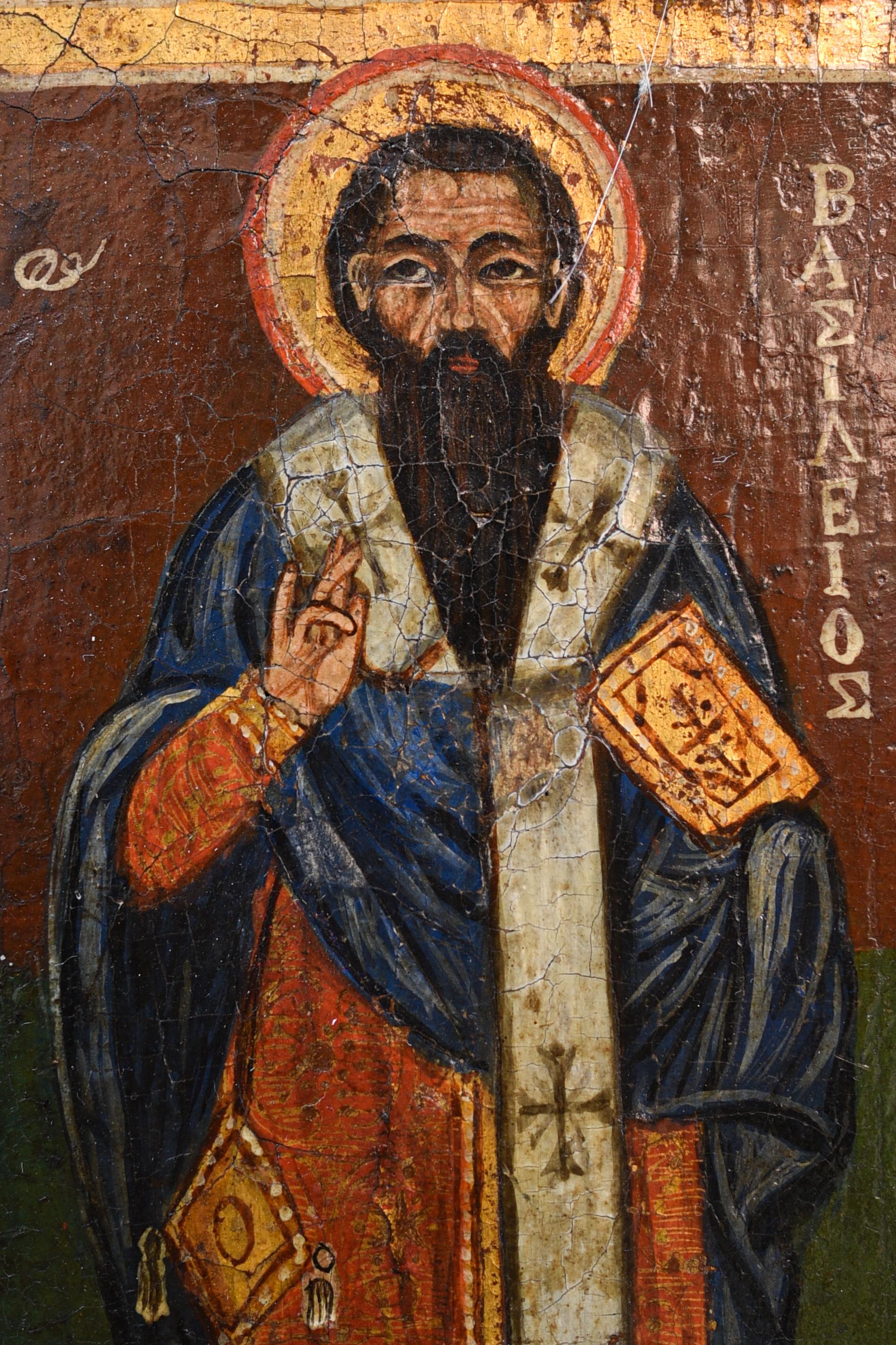 Greek orthodox icon (1800) painted on wooden pannel For Sale 1