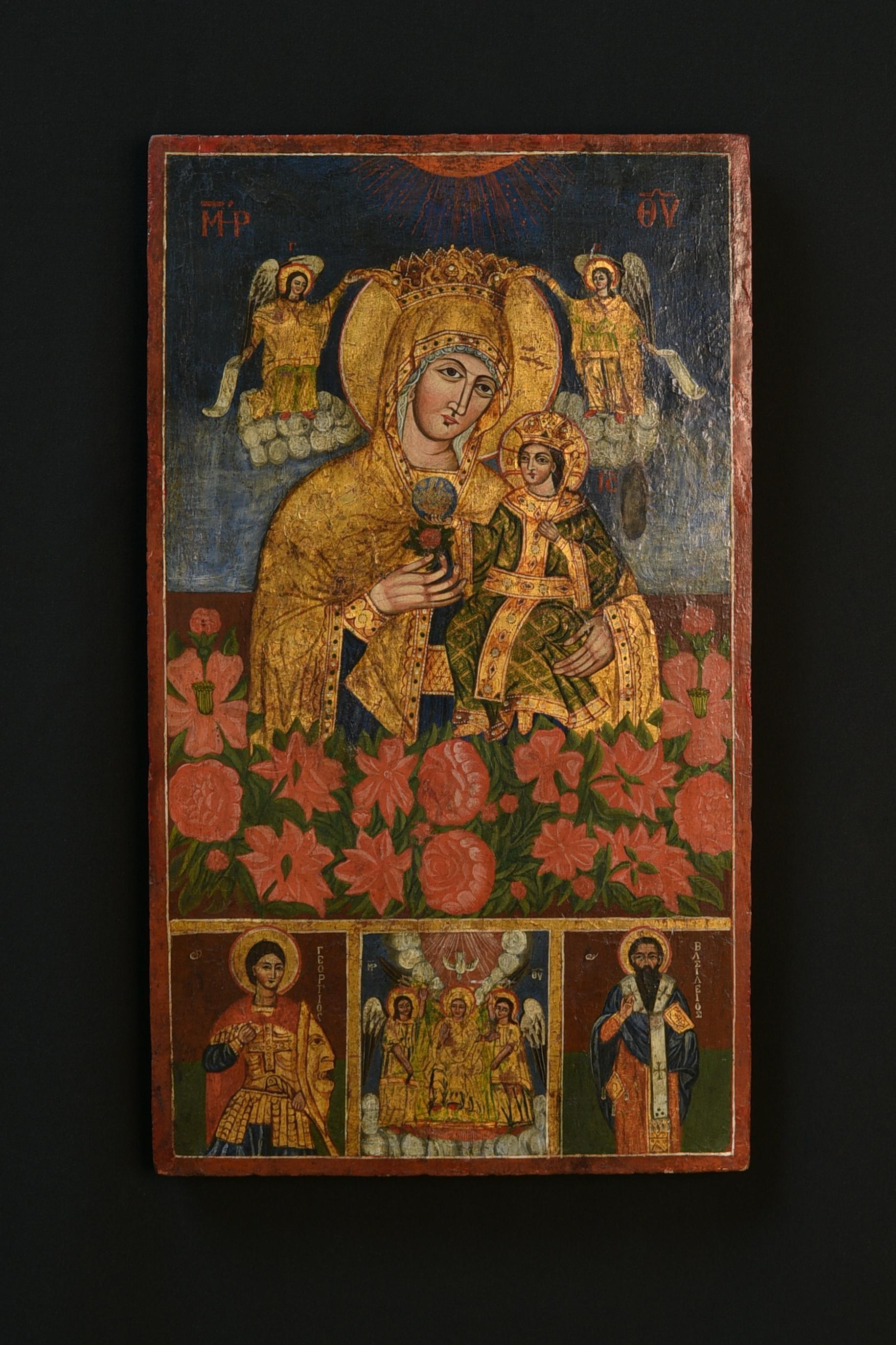 Greek orthodox icon (painted around the year 1800). 

At the top: 