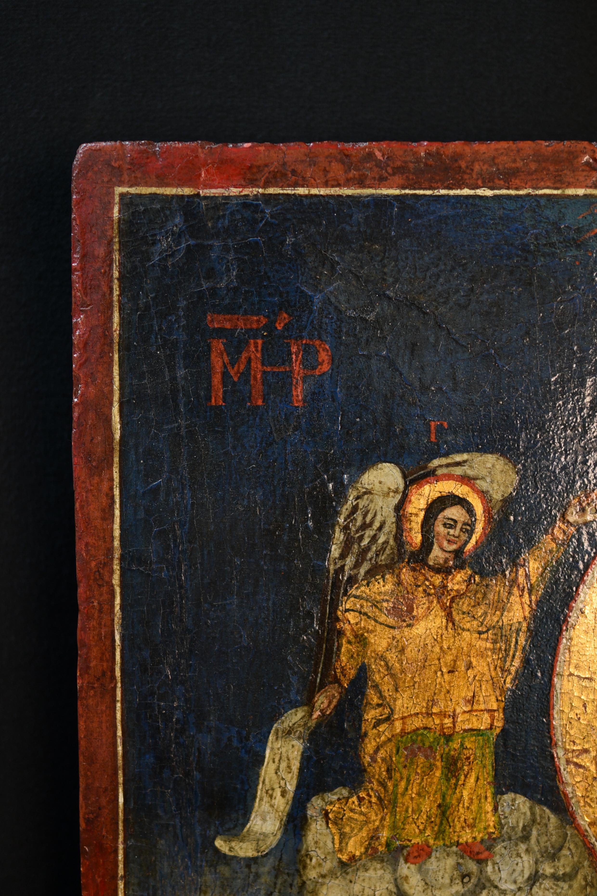 Hand-Painted Greek orthodox icon (1800) painted on wooden pannel