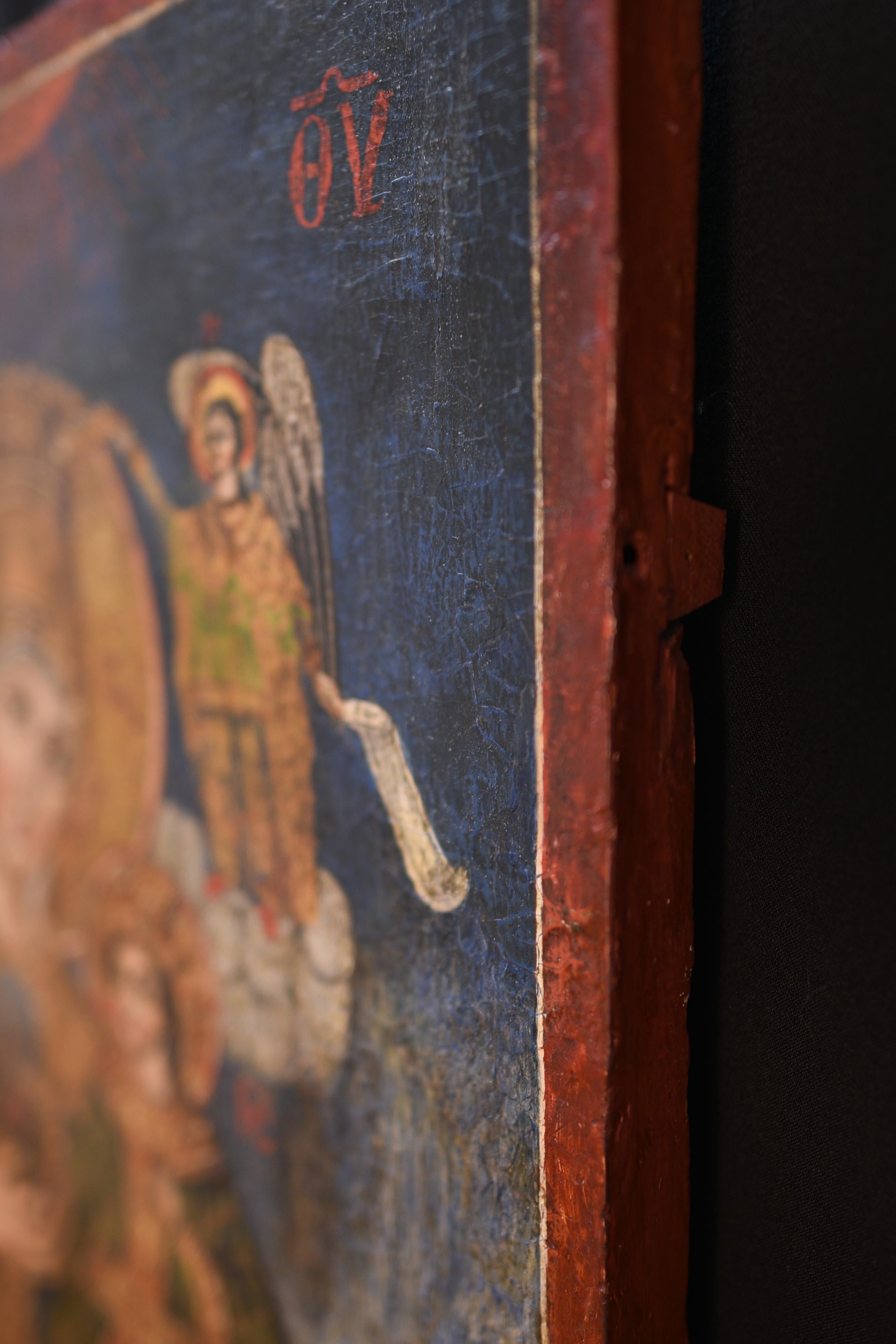 Early 19th Century Greek orthodox icon (1800) painted on wooden pannel