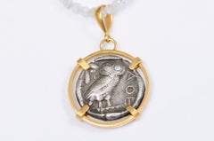Greek Owl Tetradrachm Coin in 22k Pendant (pendant only)