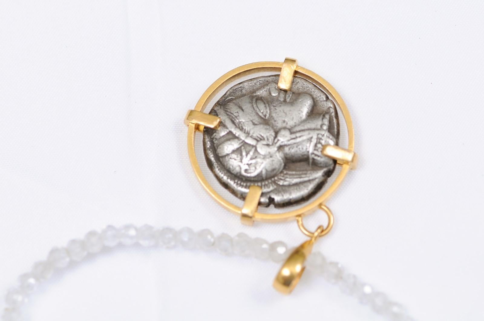 Women's or Men's Greek Owl Tetradrachm Coin in 22k Pendant (pendant only) For Sale