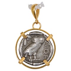Greek Owl Tetradrachm Coin in 22k Pendant (pendant only)