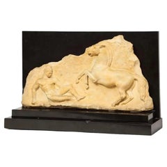 Used Greek "Parthenon" Marble Frieze Panel, Depicting a Man and Horse