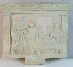 Greek Plaster Medical Wall Sculpture, Antique Relief, 1950s, 20x21 in