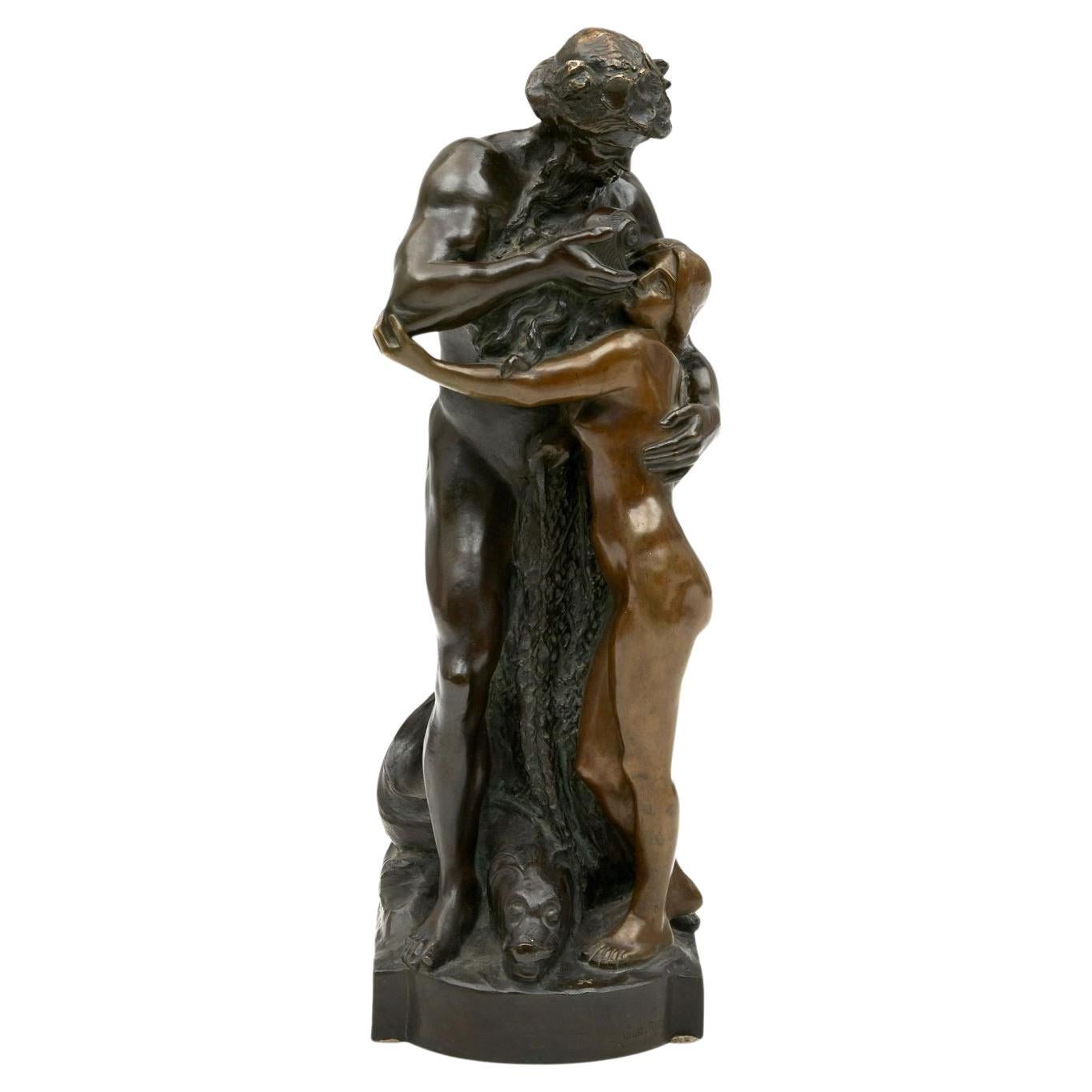 Greek Poseidon and Amphitrite Bronze Sculpture by Karl Gustav Rutz (1857-1949) For Sale