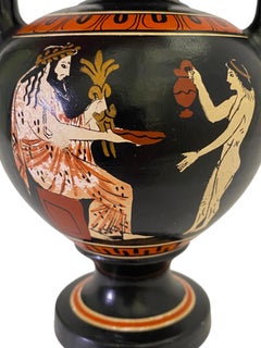 Greek Pottery Black Urn Depicting an Assembly of Gods