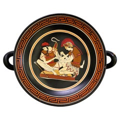 Greek Pottery Kylix Depicting Two Soldiers
