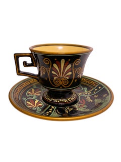 Tazza da tè e piattino in ceramica greca