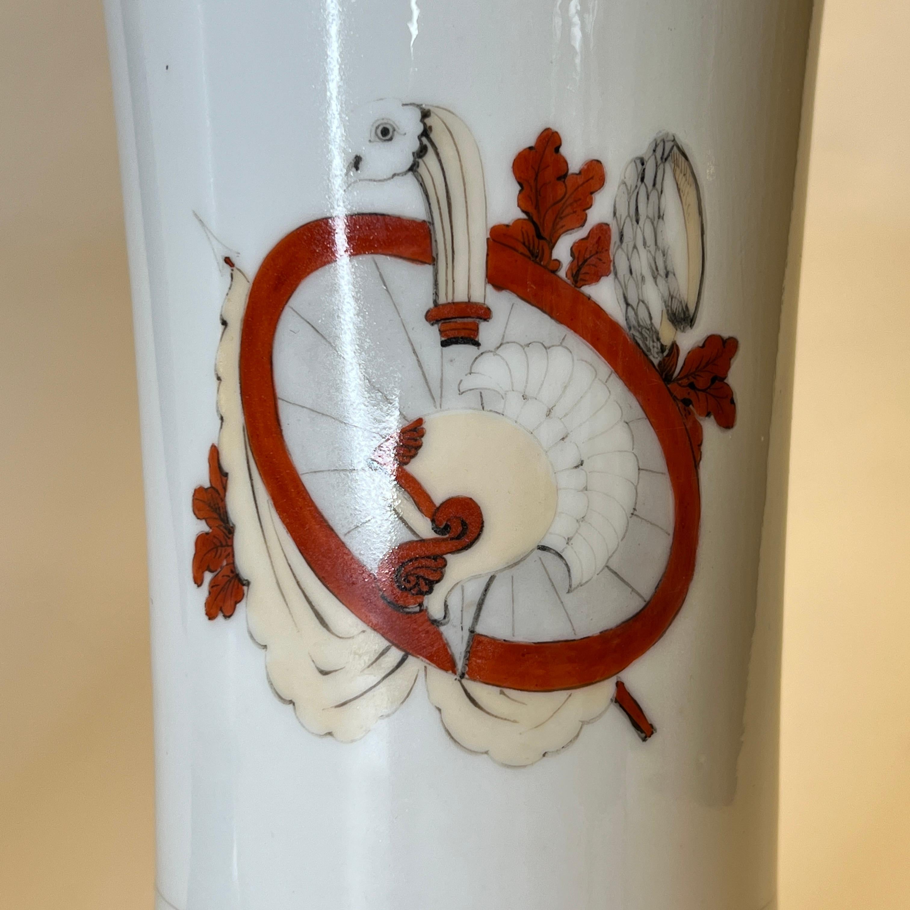 Greek  Revival 19 century Porcelain Mantle Clock and Vases Garniture 6