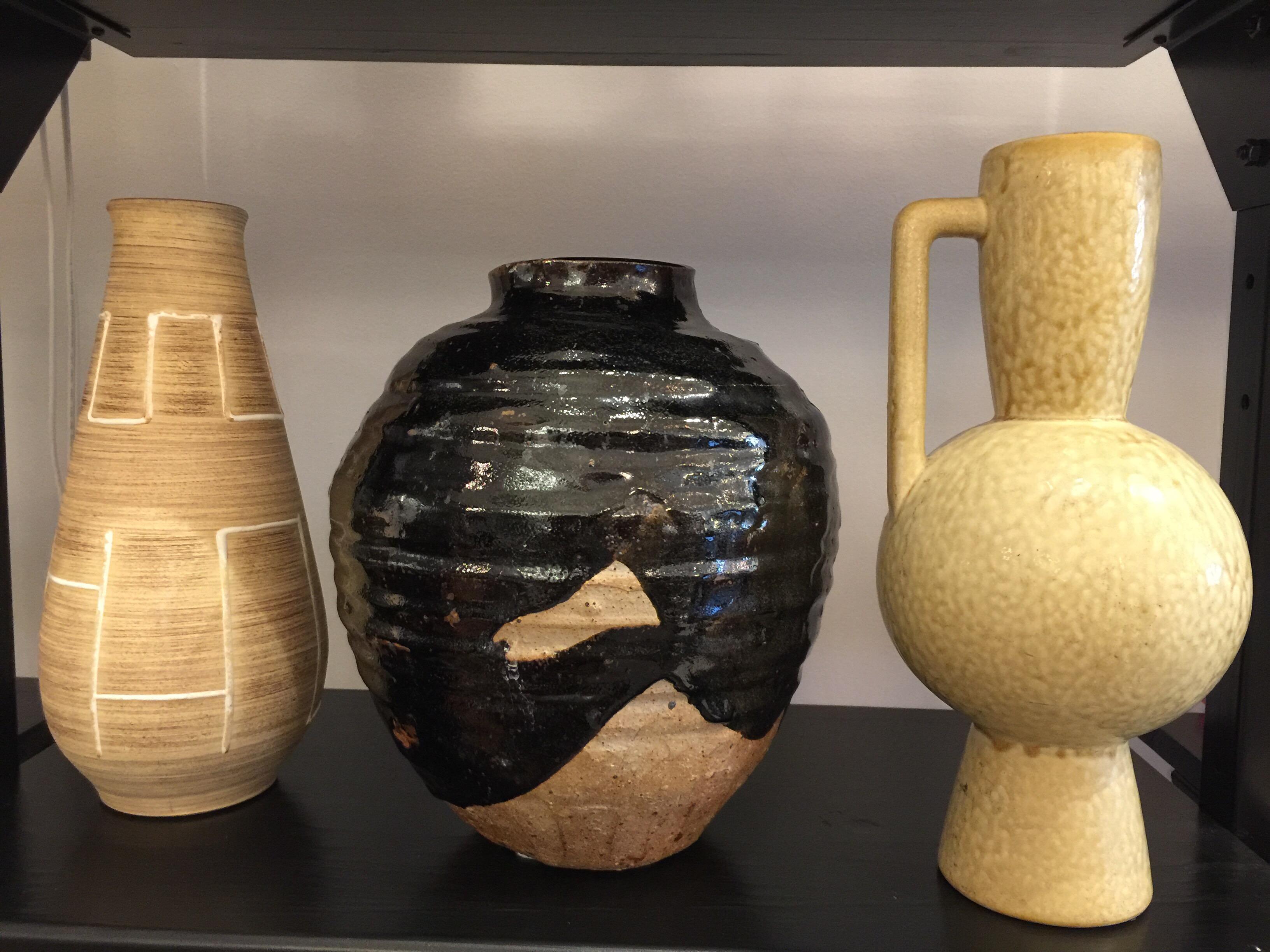 Glazed Greek Revival Amphora Style Pottery Vase