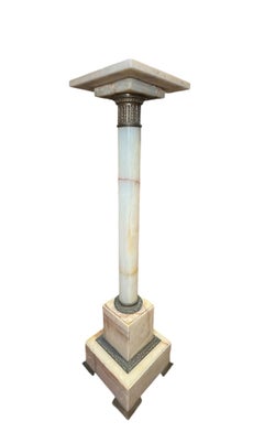 Greek Revival Bronze Alabaster Pedestal