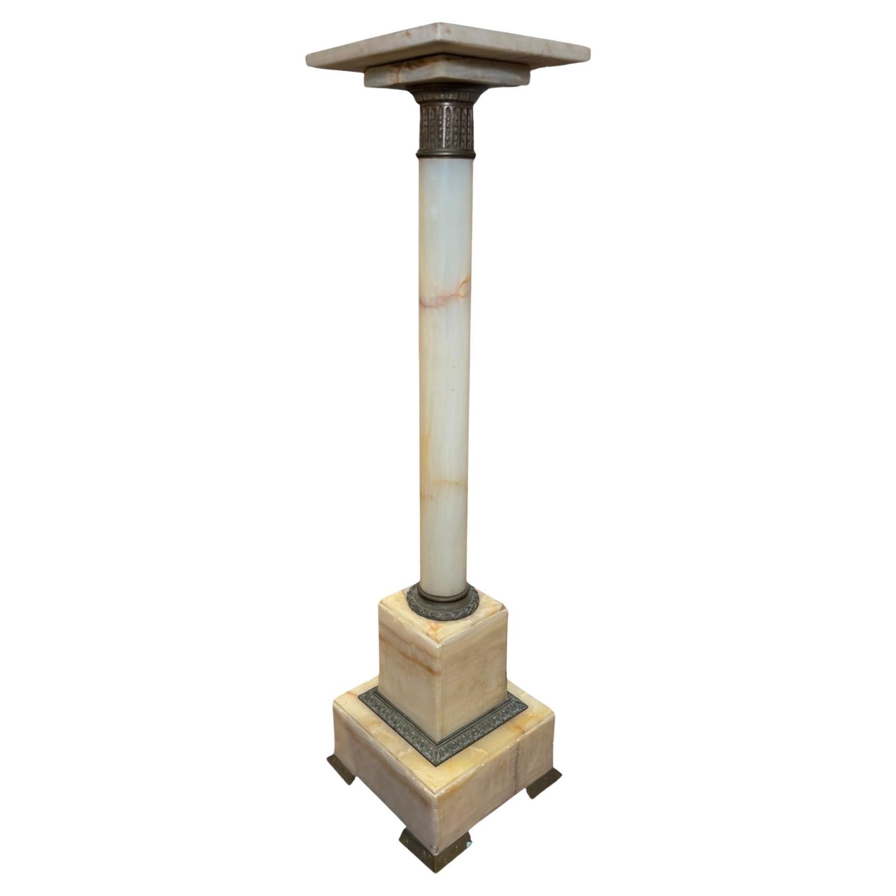Greek Revival Bronze Alabaster Pedestal