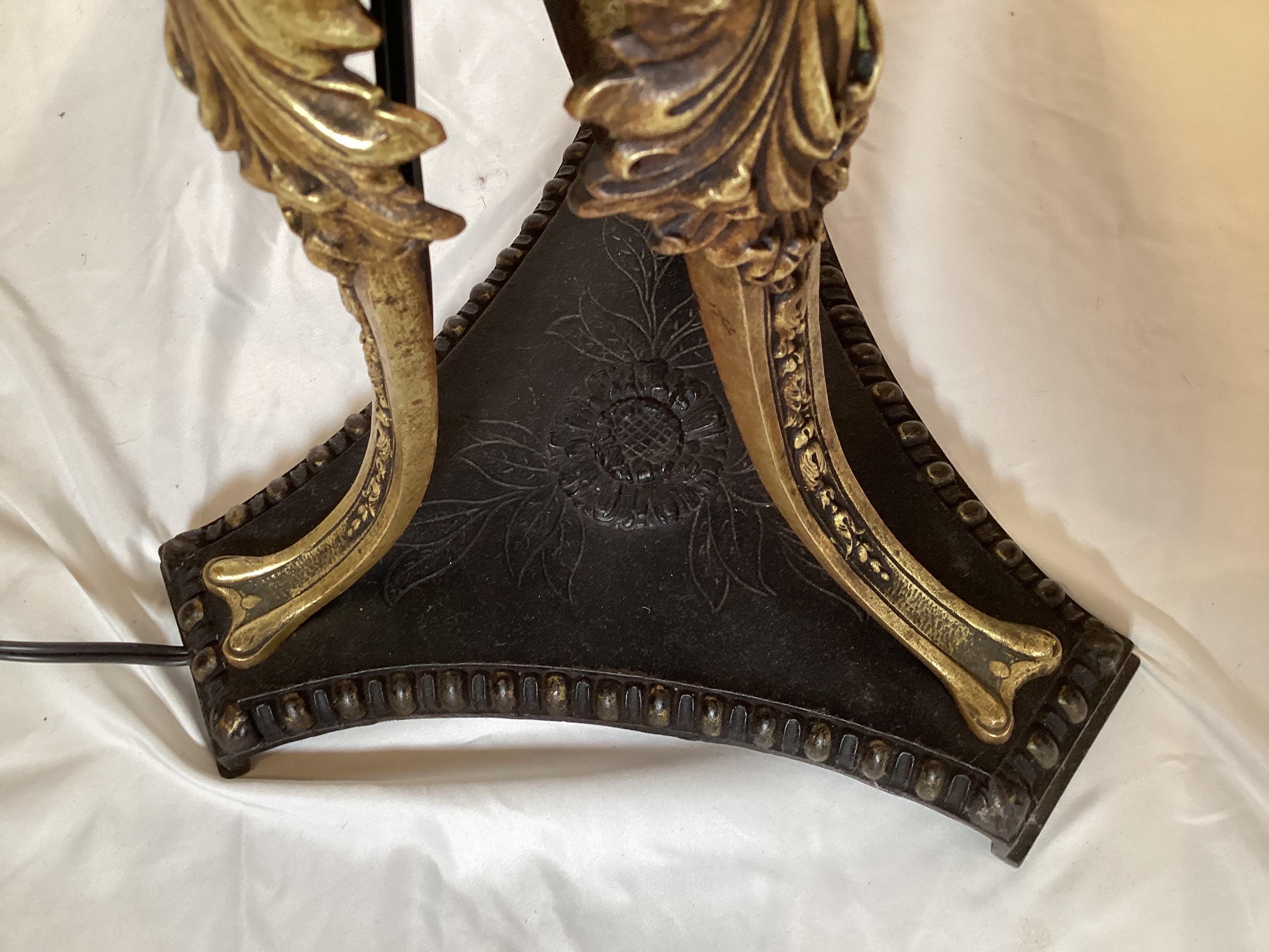 XIX secolo Lampada da tavolo da terra in bronzo e onice nero in stile Revival greco in vendita