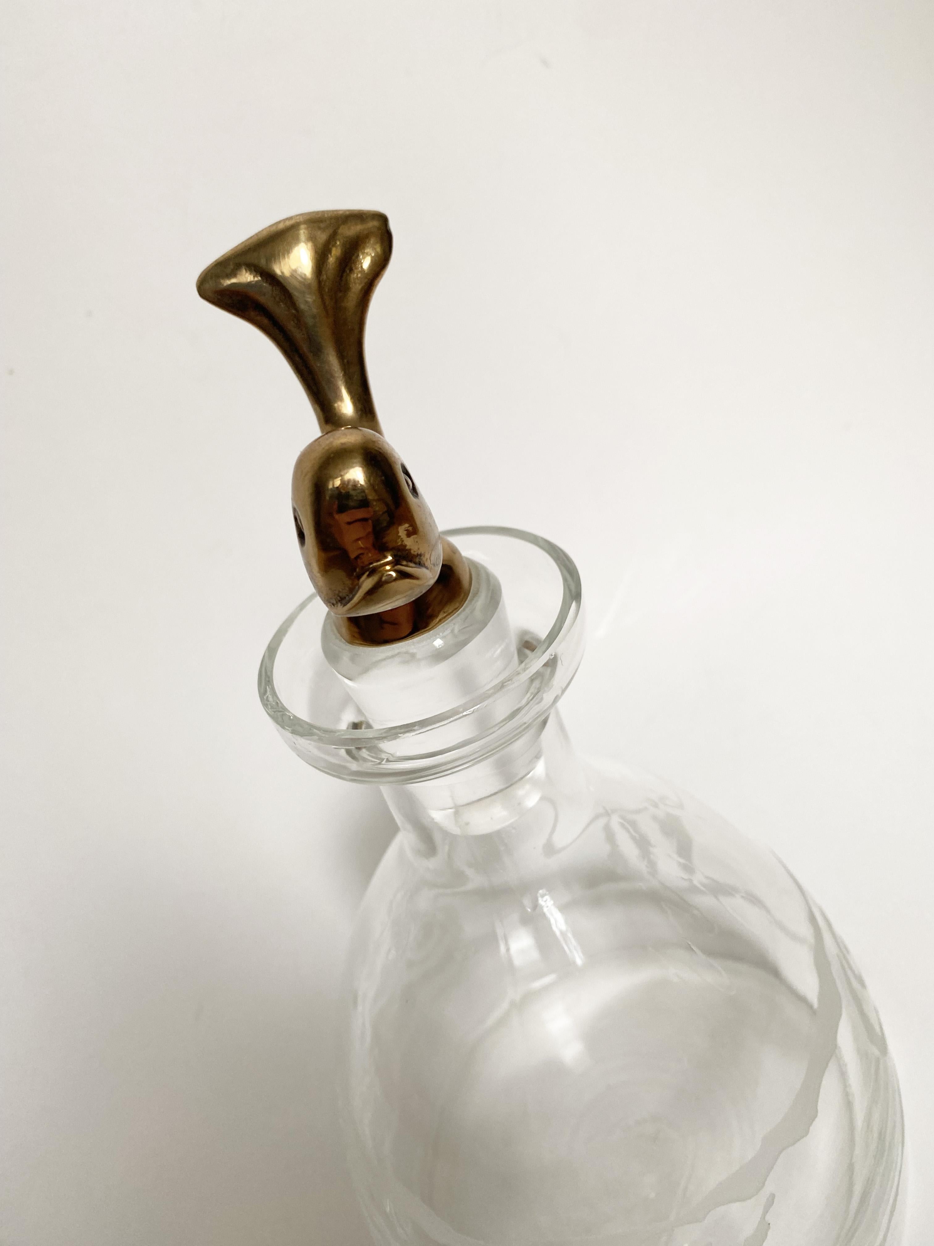 Greek Revival Carved Crystal Decanter by Fondica & La Rochere. For Sale 1