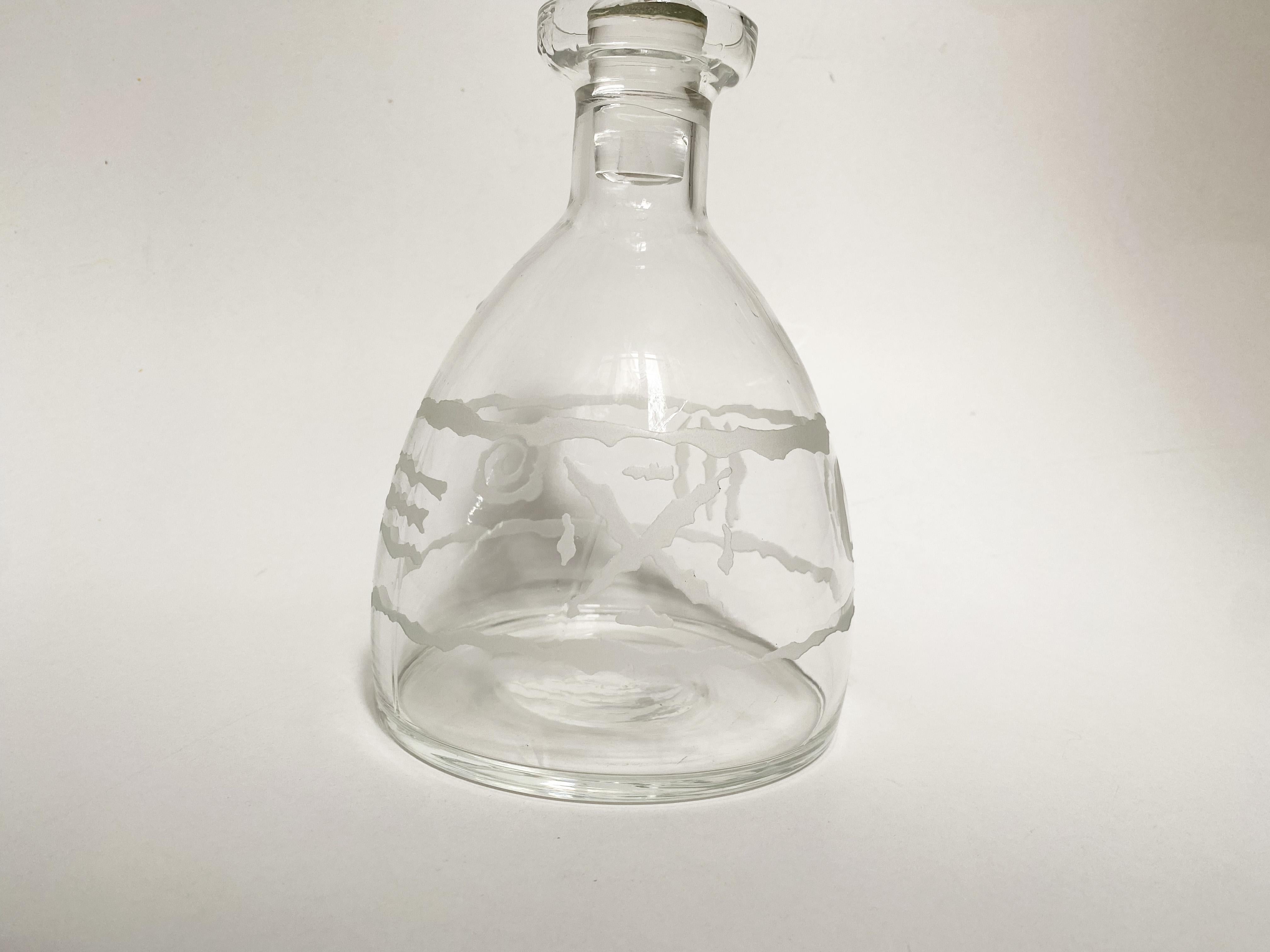 Greek Revival Carved Crystal Decanter by Fondica & La Rochere. For Sale 2