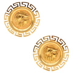 Greek Revival Clips auf Ohrringe mit Alexander III Münzen in 18Kt Gelbgold