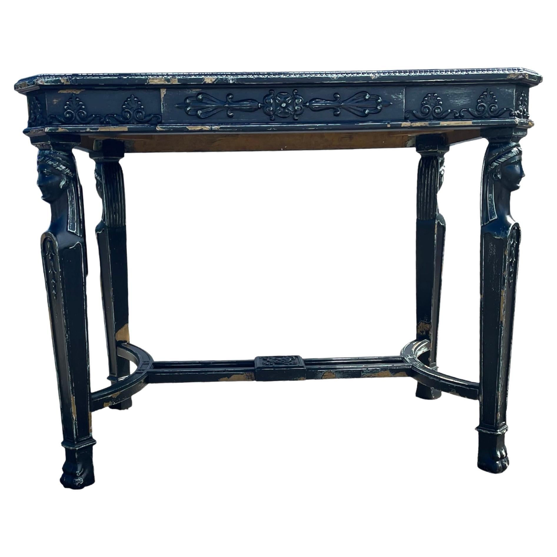 Greek Revival Distressed Decorative Table For Sale
