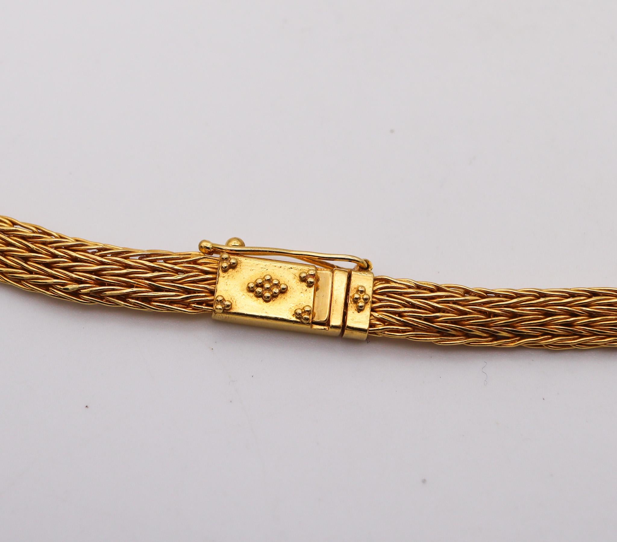Women's Greek Revival Hellenistic Necklace In Solid 22Kt Yellow Gold With Lapis Lazuli For Sale