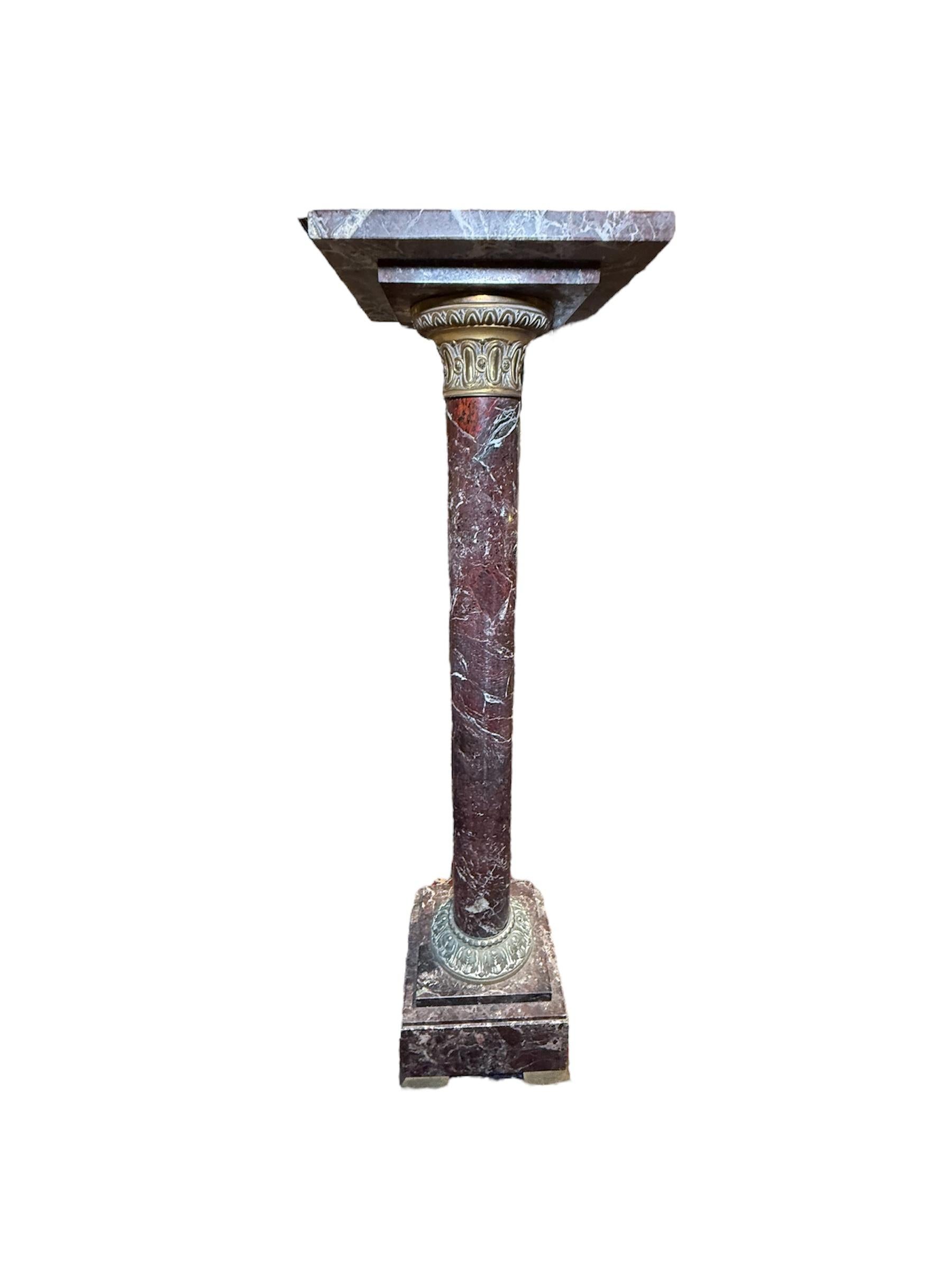 Unknown Greek Revival Style Bronze Marble Pedestal For Sale