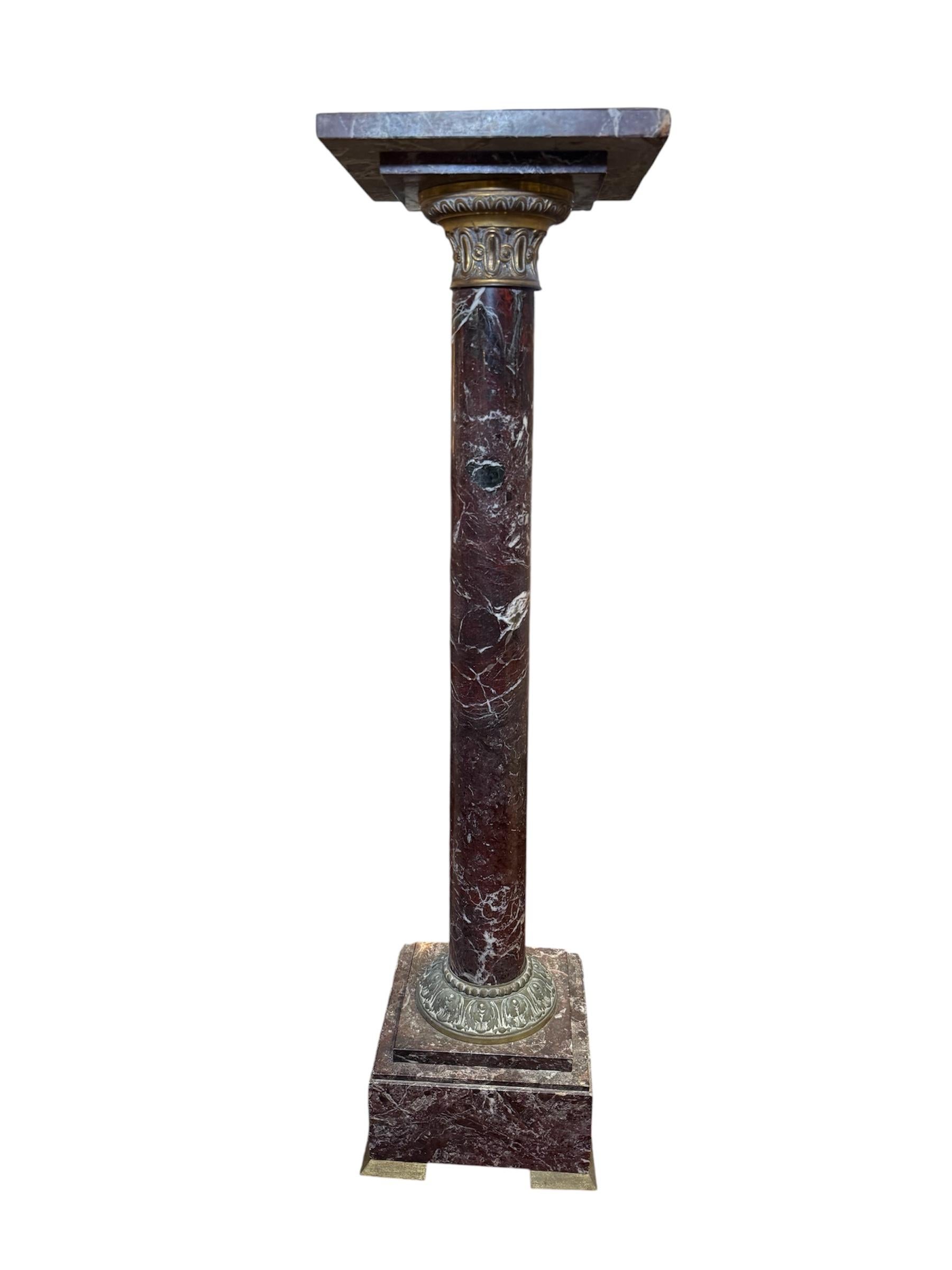 Greek Revival Style Bronze Marble Pedestal For Sale 1