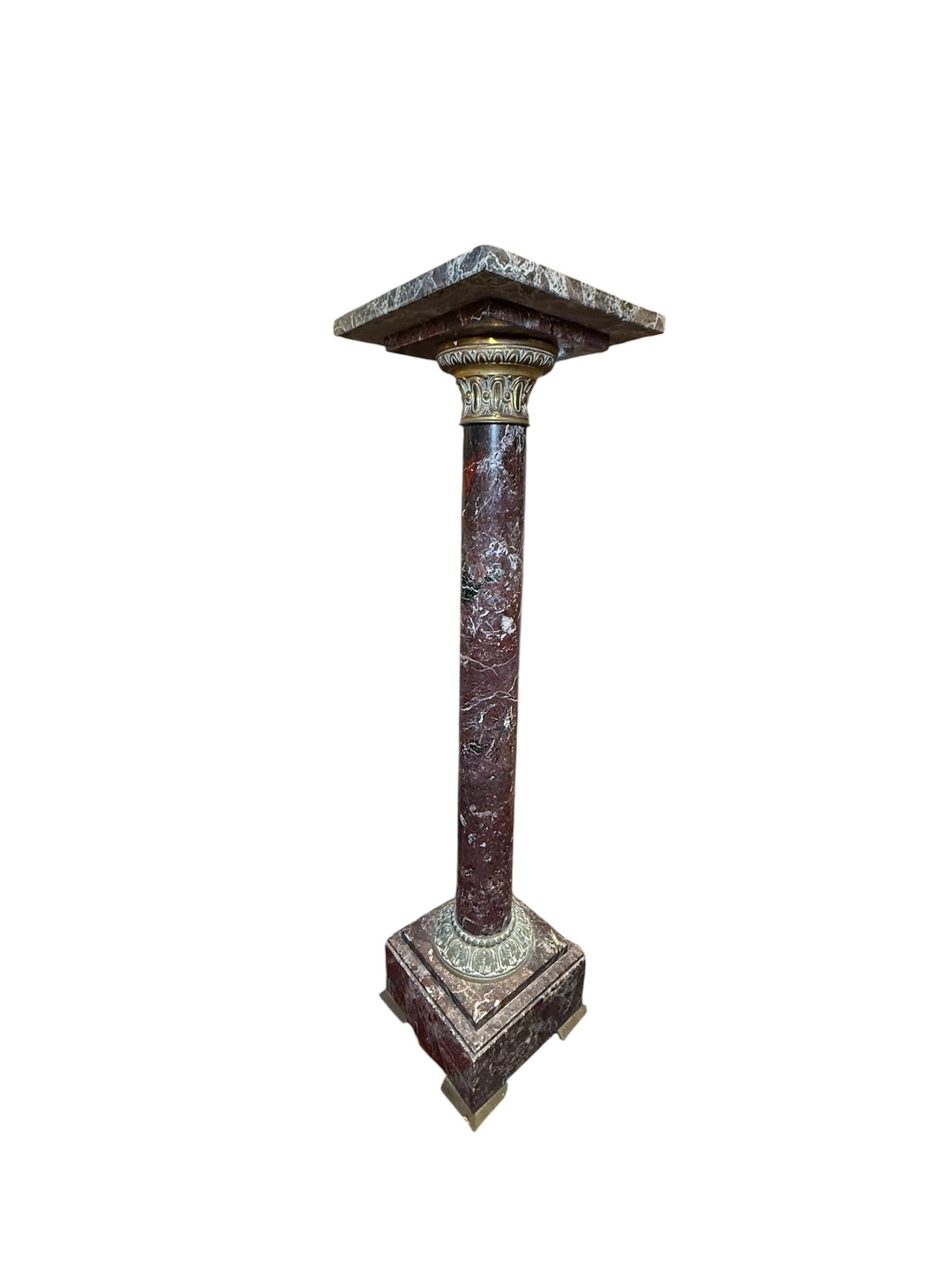Greek Revival Style Bronze Marble Pedestal For Sale 2