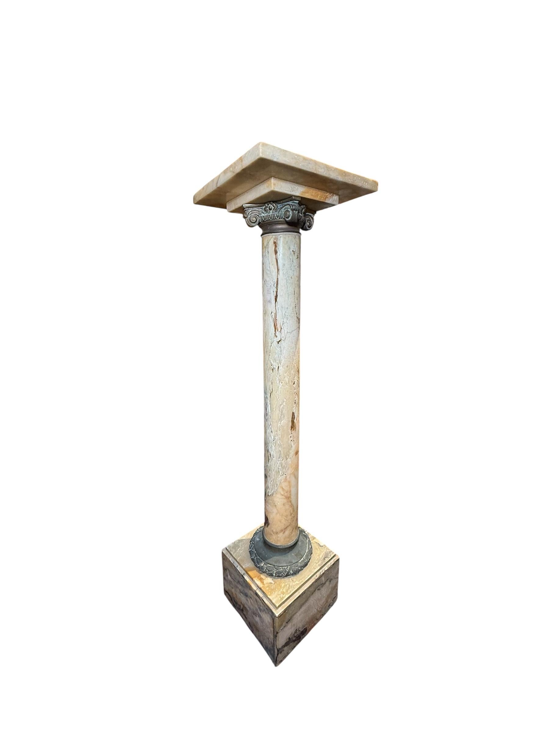 Unknown Greek Revival Style Bronze Onyx Pedestal For Sale