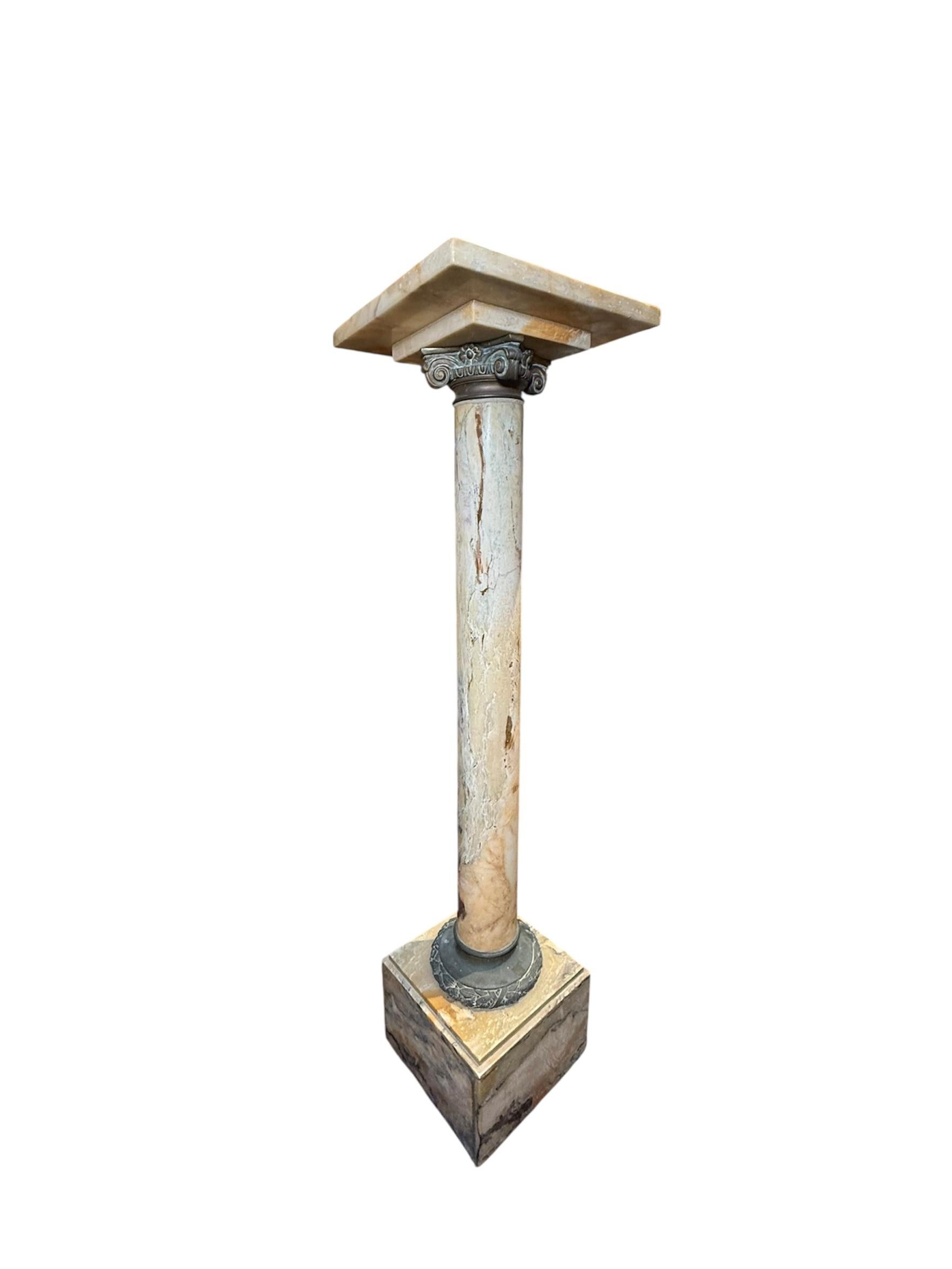 20th Century Greek Revival Style Bronze Onyx Pedestal For Sale