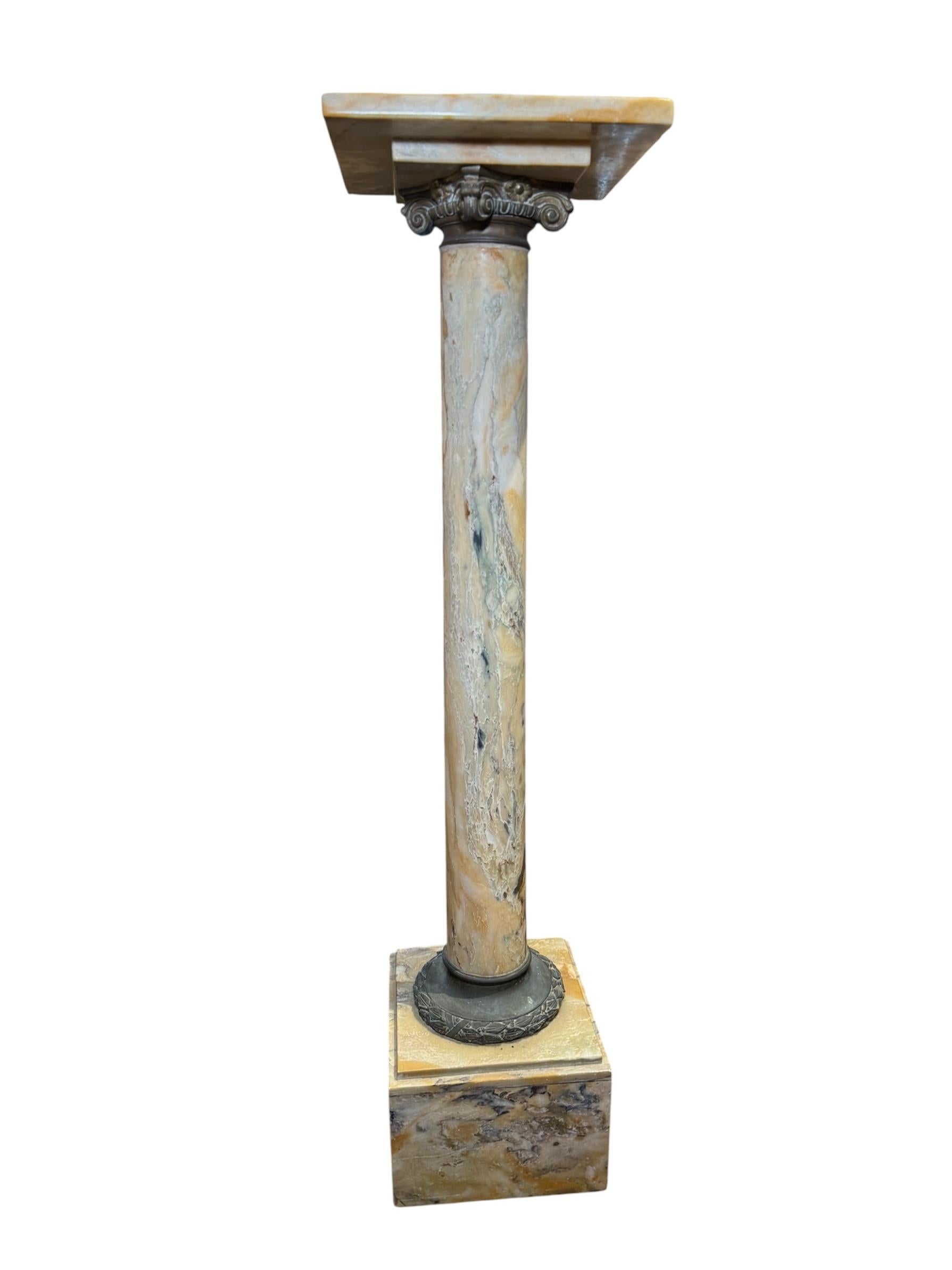 Greek Revival Style Bronze Onyx Pedestal For Sale 2