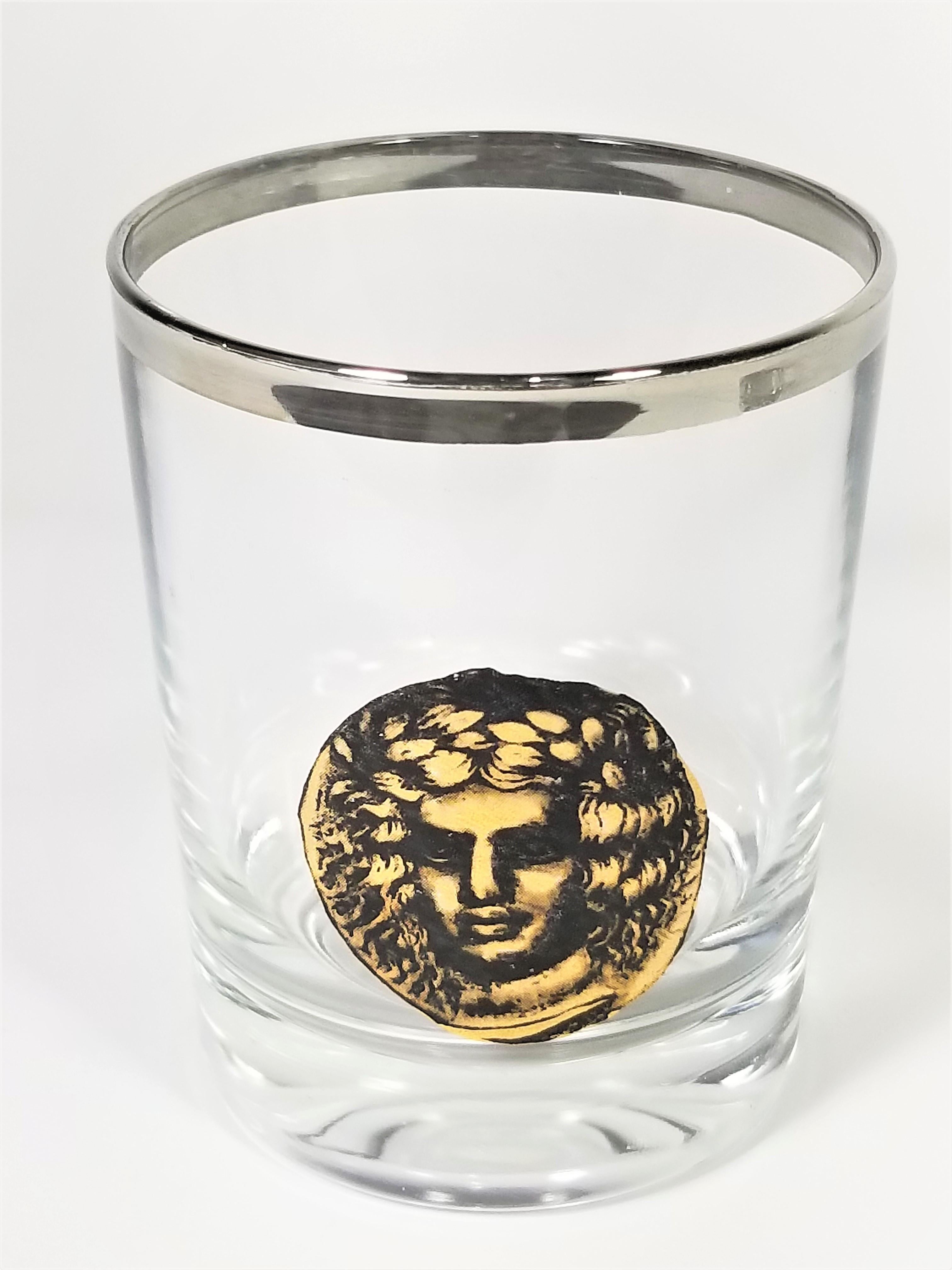 French Greek Roman Gods Midcentury Glassware Barware Made in France Set of 6 5