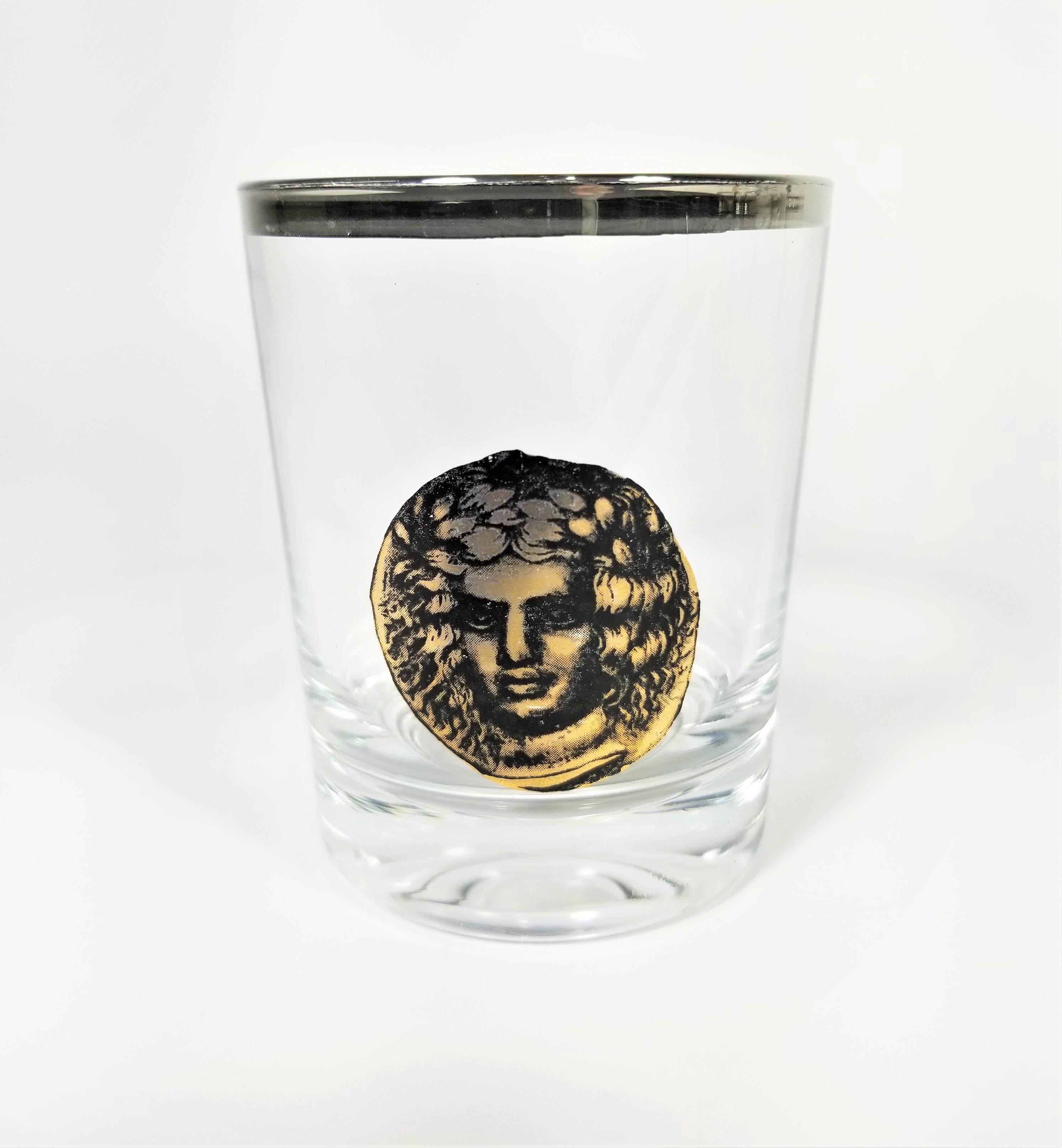 French Greek Roman Gods Midcentury Glassware Barware Made in France Set of 6 4