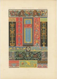 Estampa ornamental greco-romana - Motivos y bordes decorativos clásicos, c.1869