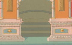 Greek-Roman Wall Fresco Print – Antique Lithograph of Classical Interior, c.1869