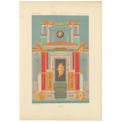 Stampa affresco greco-romano - Litografia antica di un interno classico, 1869 ca.