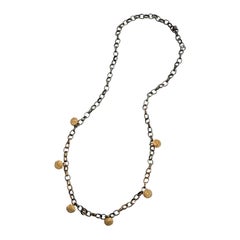Greek Seeds Necklace in Gun Metal and Gold Seeds