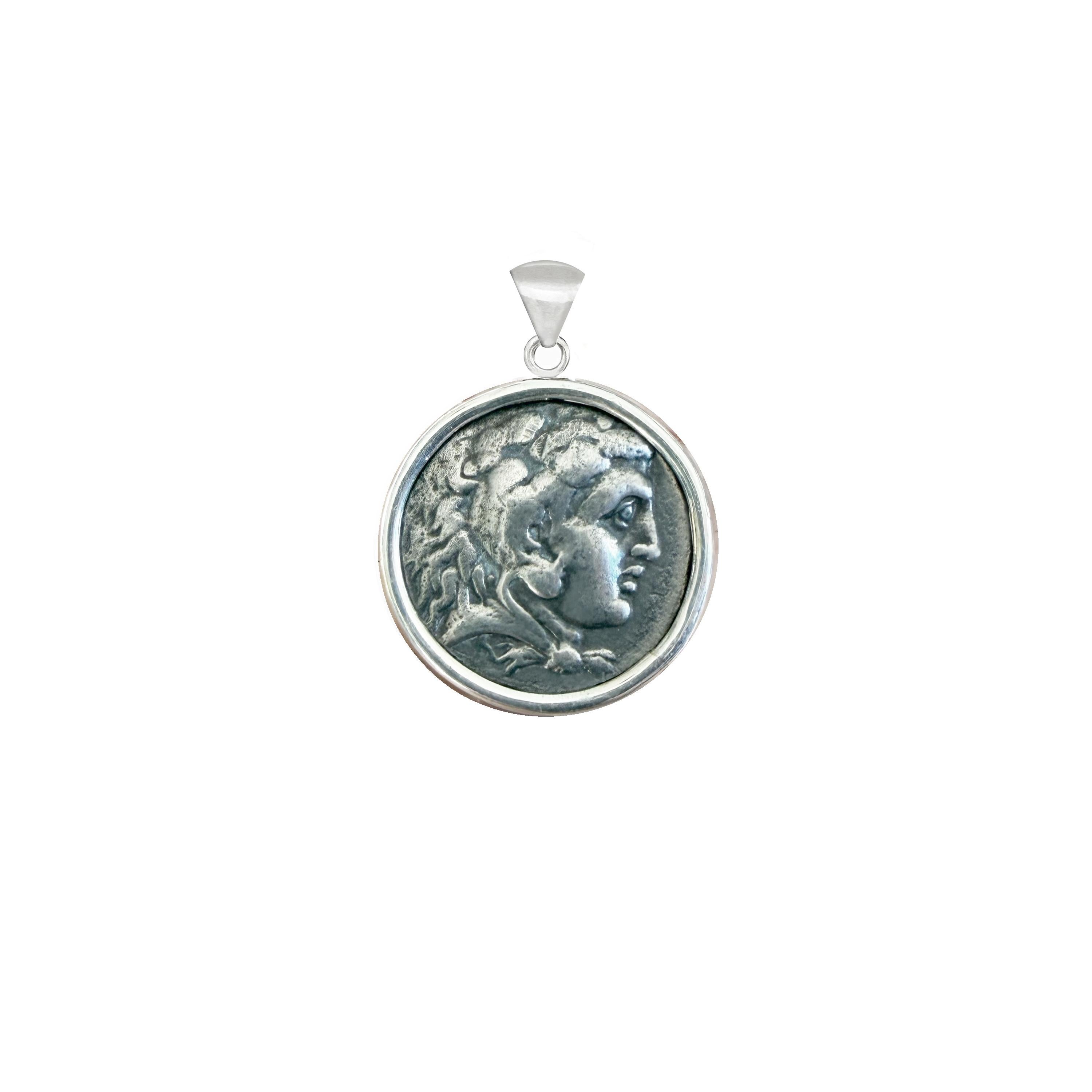 Moneta greca d'argento 'IV Cent a.C.' raffigurante Eracle Ciondolo in argento sterling in vendita 1