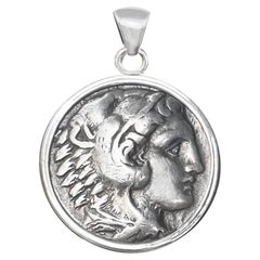 Pièce de monnaie grecque en argent ''IV Cent BC'' représentant Héraclès Pendentif en argent sterling