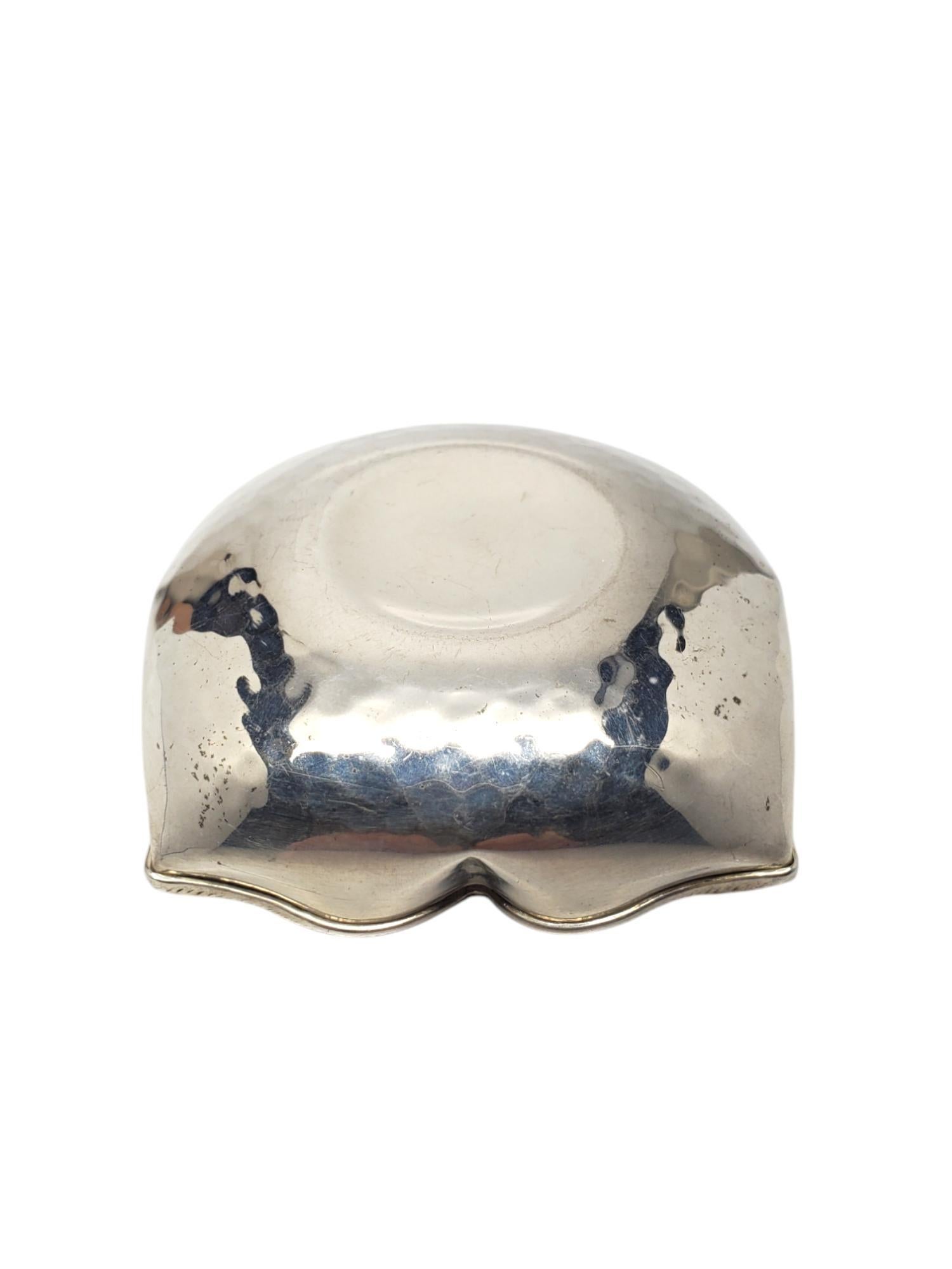 Women's or Men's Greek Sterling Silver Hammered Pedal Dish With Mapia Engraving # 19628 For Sale