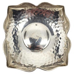 Greek Sterling Silver Hammered Pedal Dish With Mapia Engraving # 19628