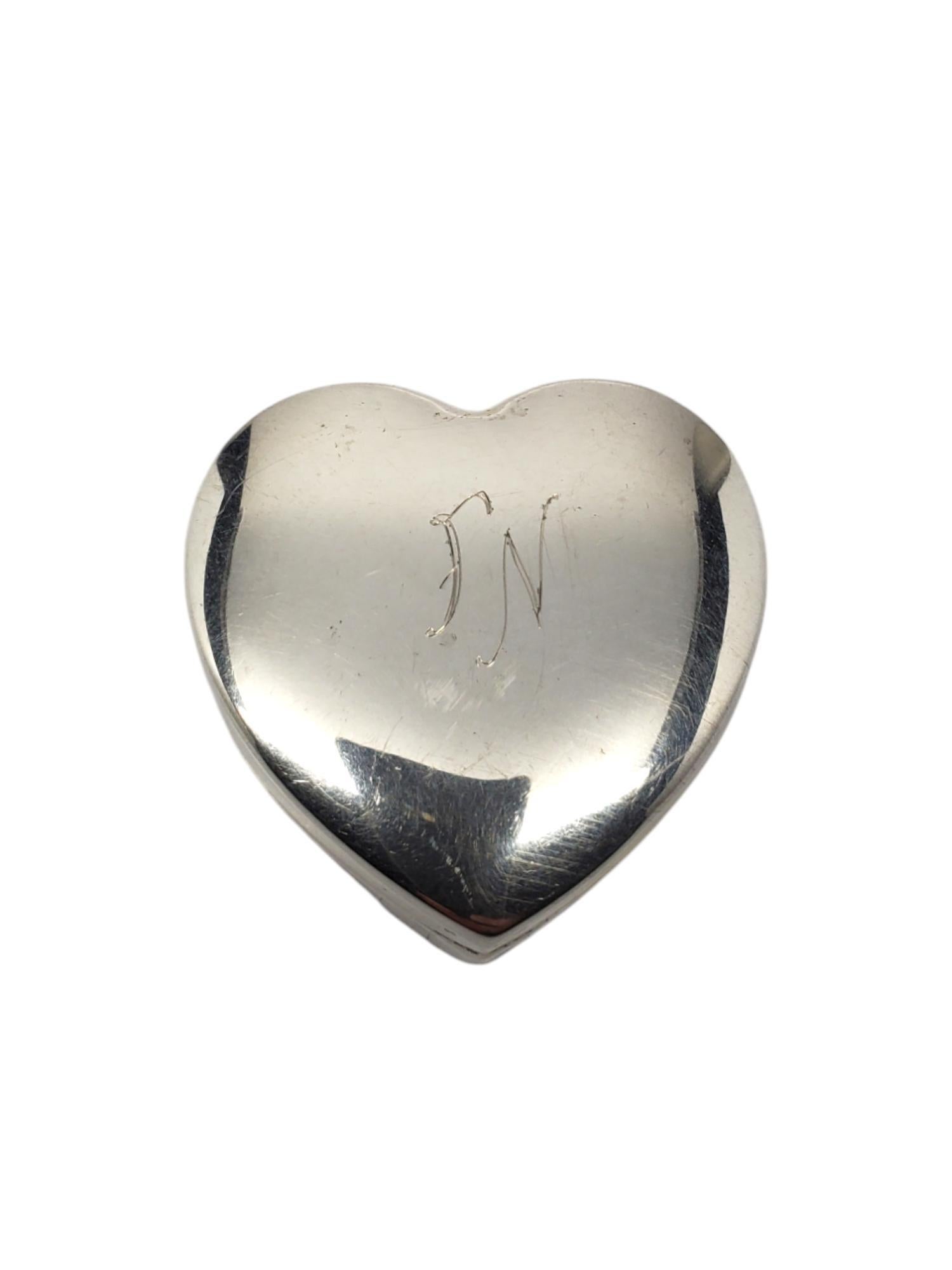 Griechische Sterling Silber Herz Pillenbox mit JN Monogramm  # 19627
