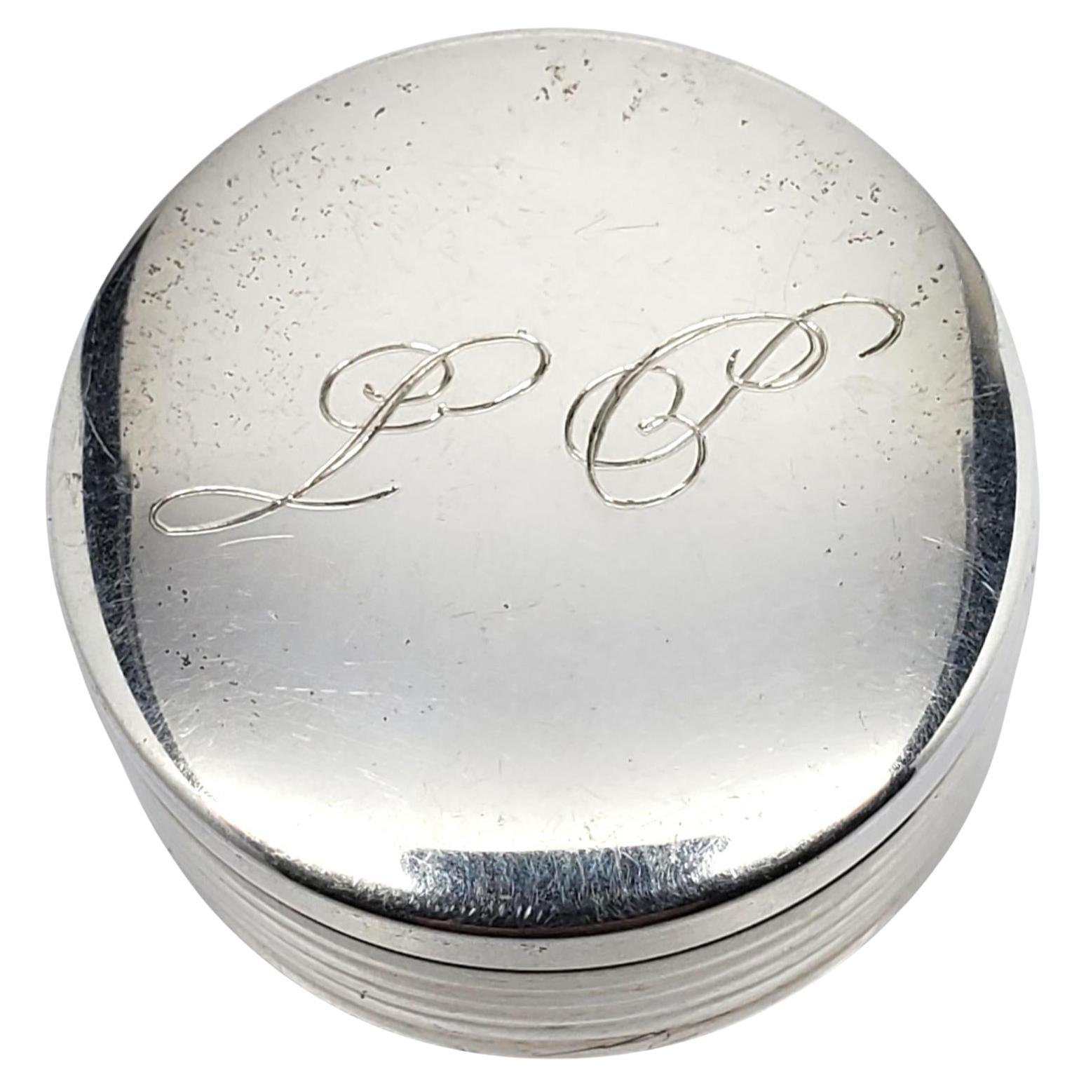 Greek Sterling Silver Round Pill Box "LC" # 19684