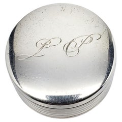 Greek Sterling Silver Round Pill Box "LC" # 19684