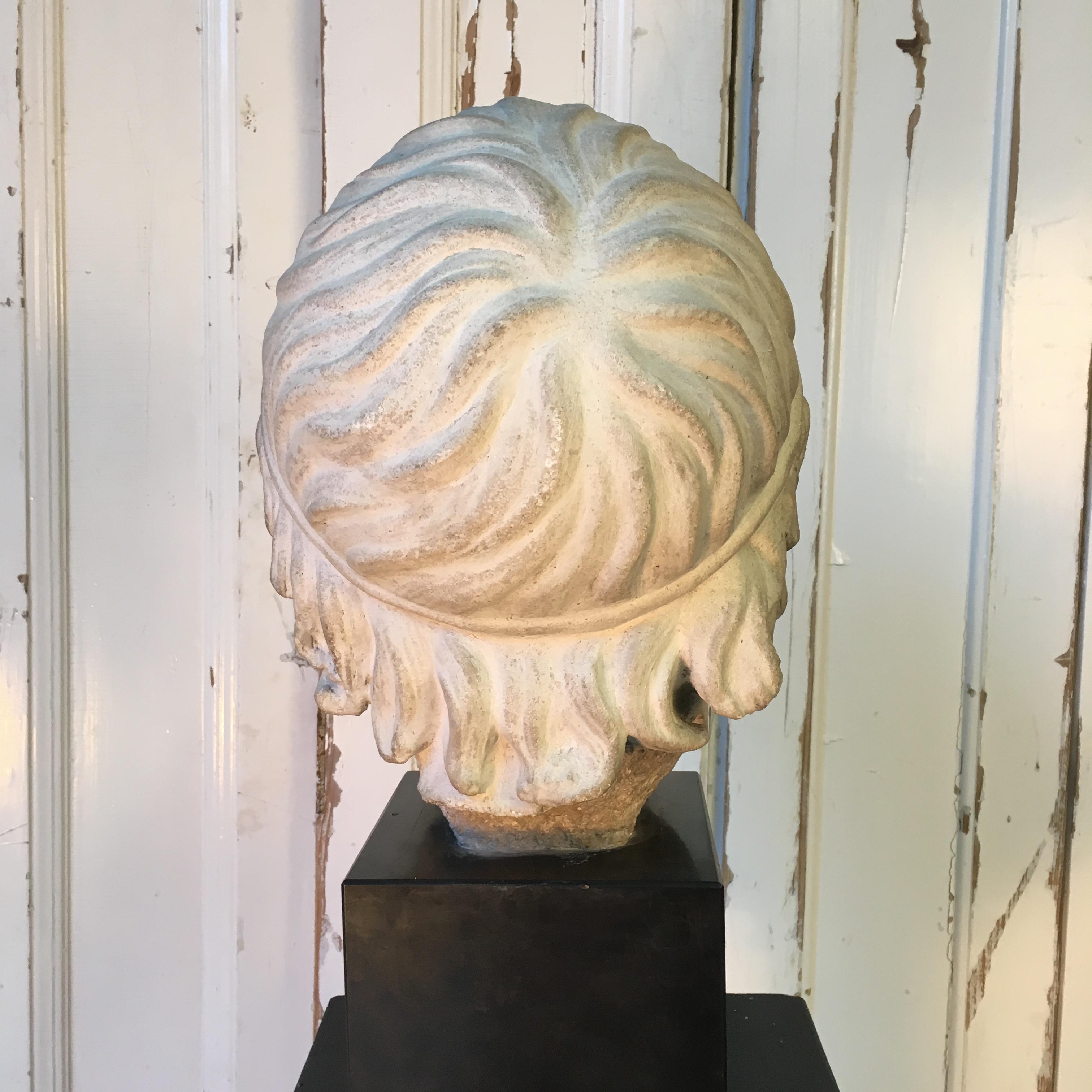 Greek Stone Head with Marble Base 7