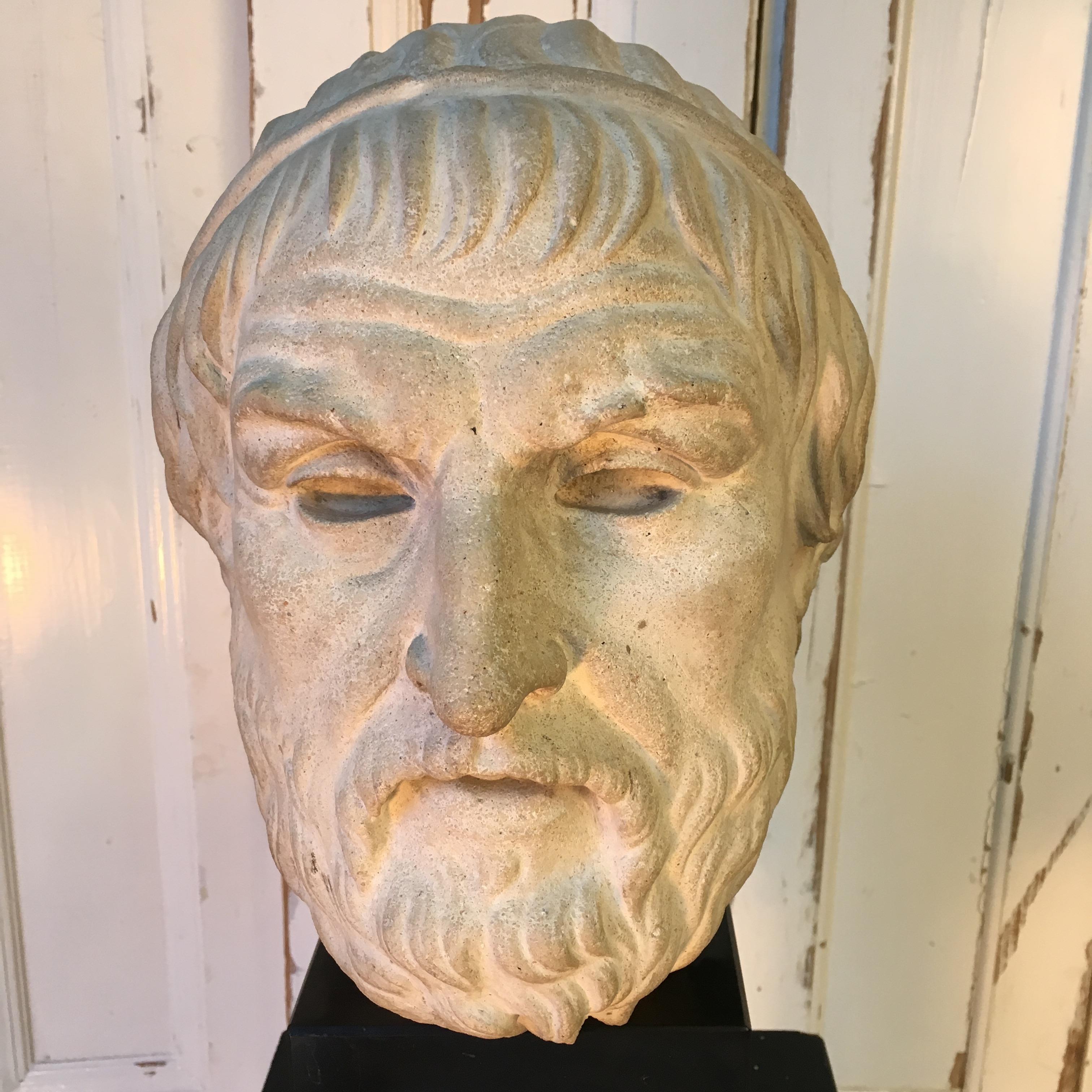 Greek Stone Head with Marble Base 9