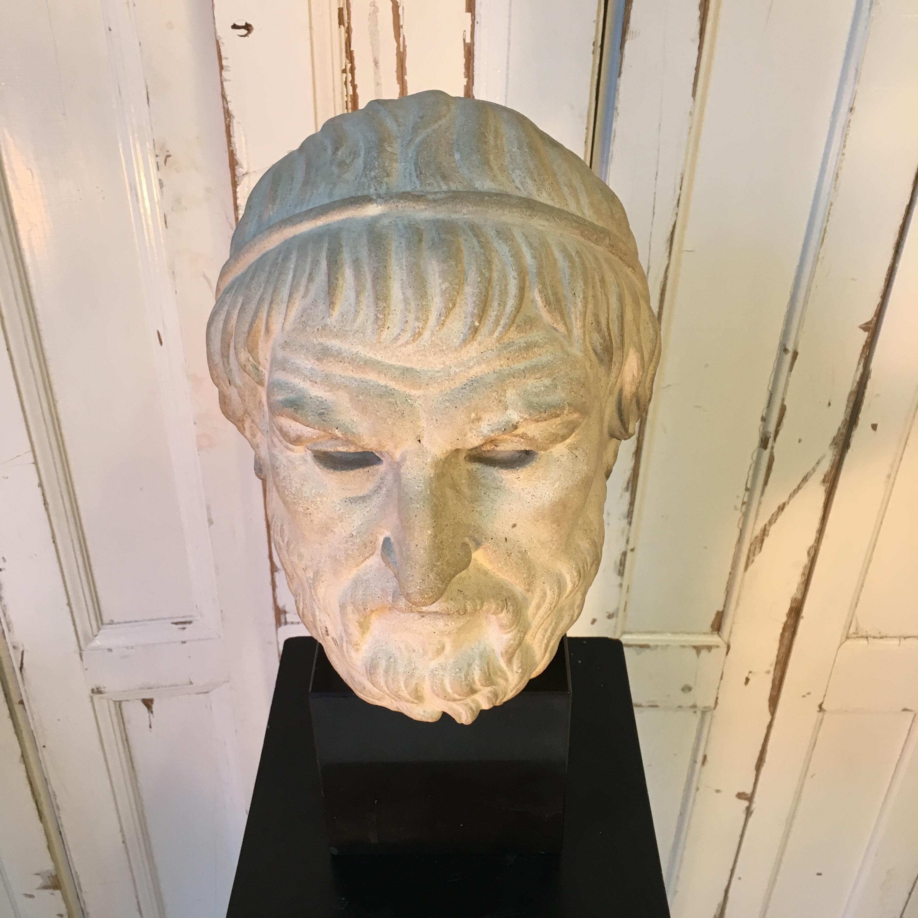 Unknown Greek Stone Head with Marble Base