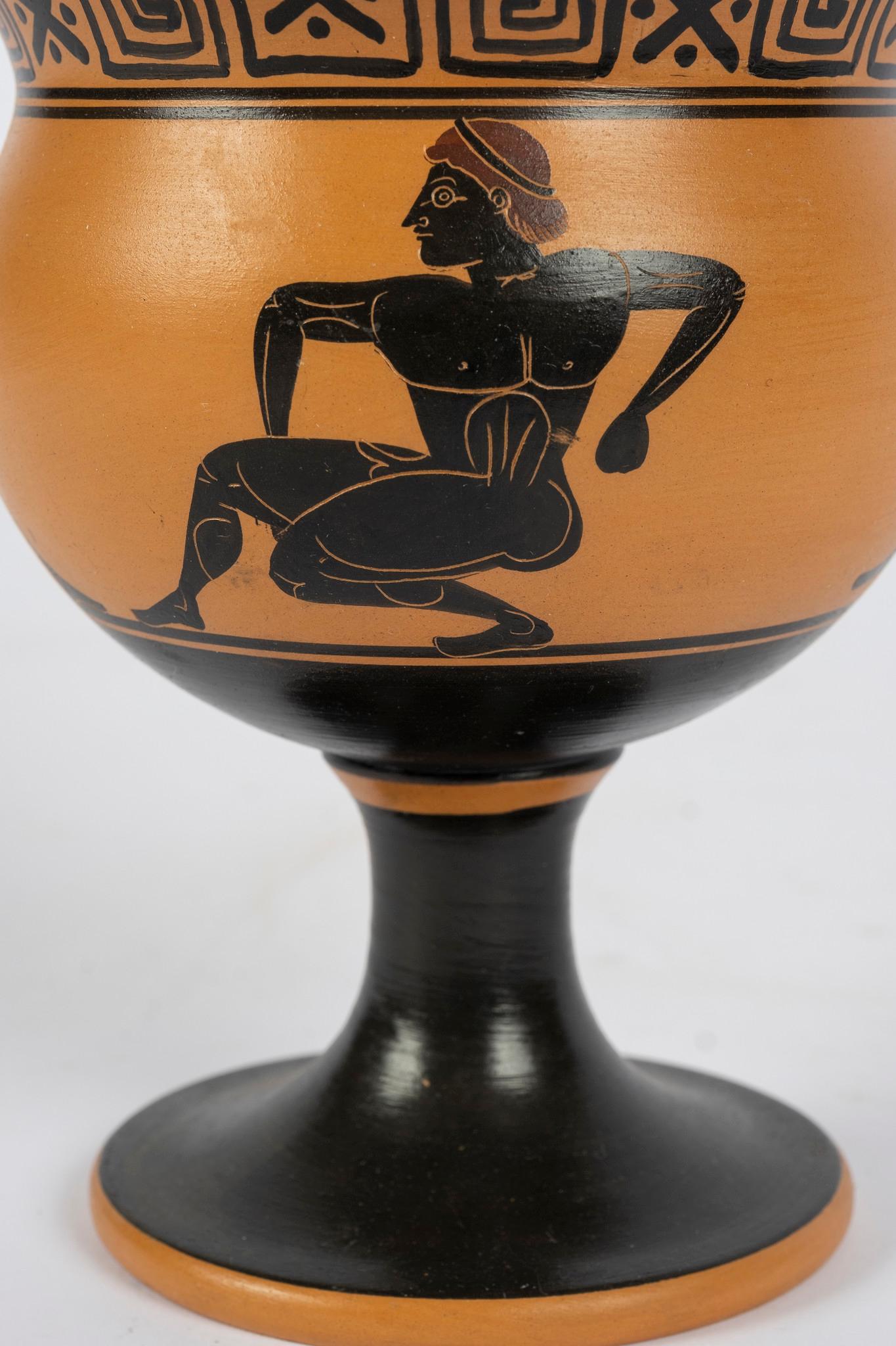 Terracotta Greek Terra Cotta Stemmed Kyathos For Sale