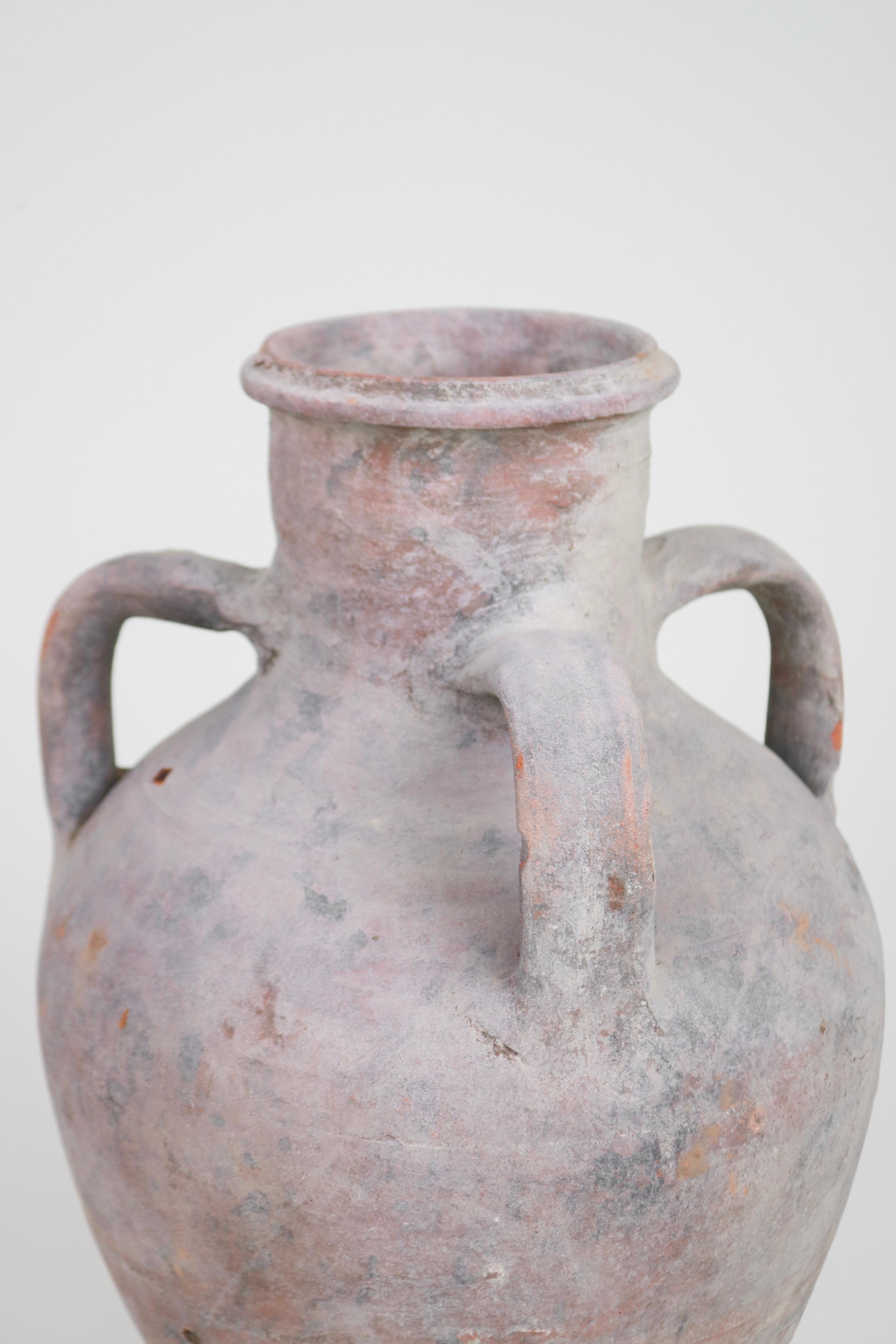 Early 20th Century Greek Terracotta 3-Armed Amphora Jar For Sale