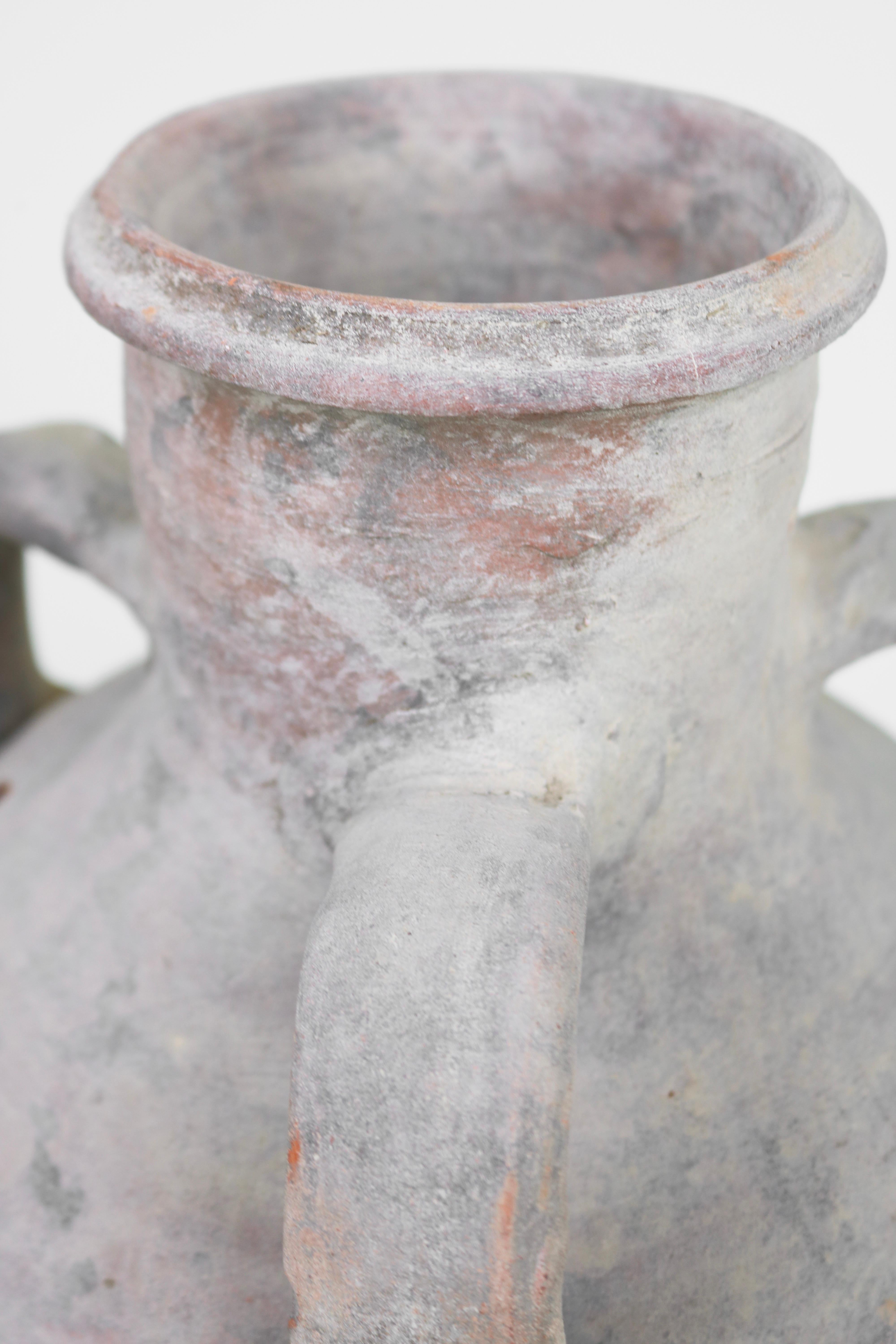 Ceramic Greek Terracotta 3-Armed Amphora Jar For Sale