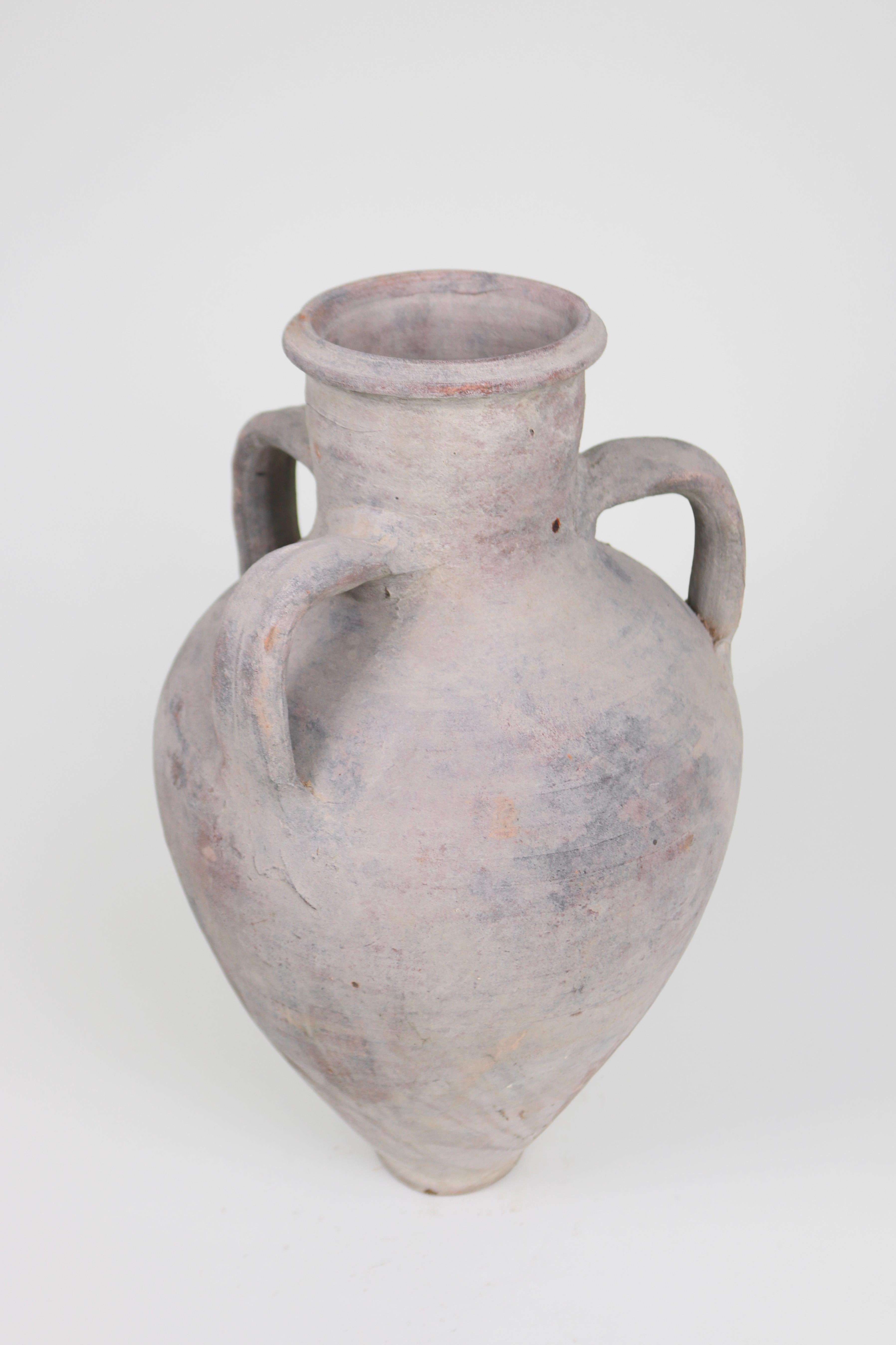 Greek Terracotta 3-Armed Amphora Jar For Sale 1